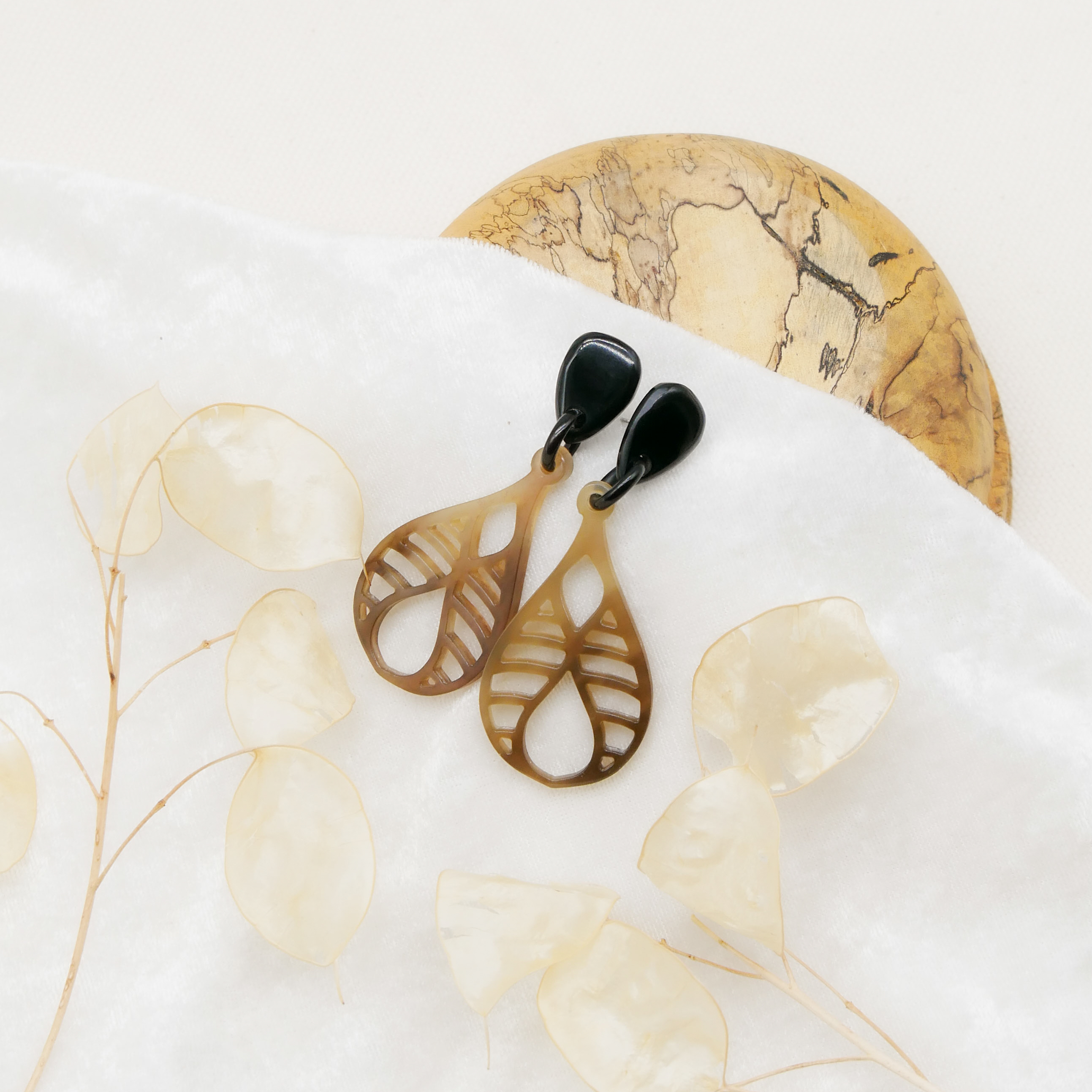  "Craft Art" Ohrring "Pendel" braunes Horn