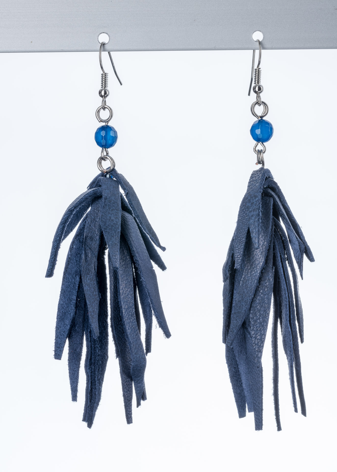 "Boho" earrings with tassel - blue