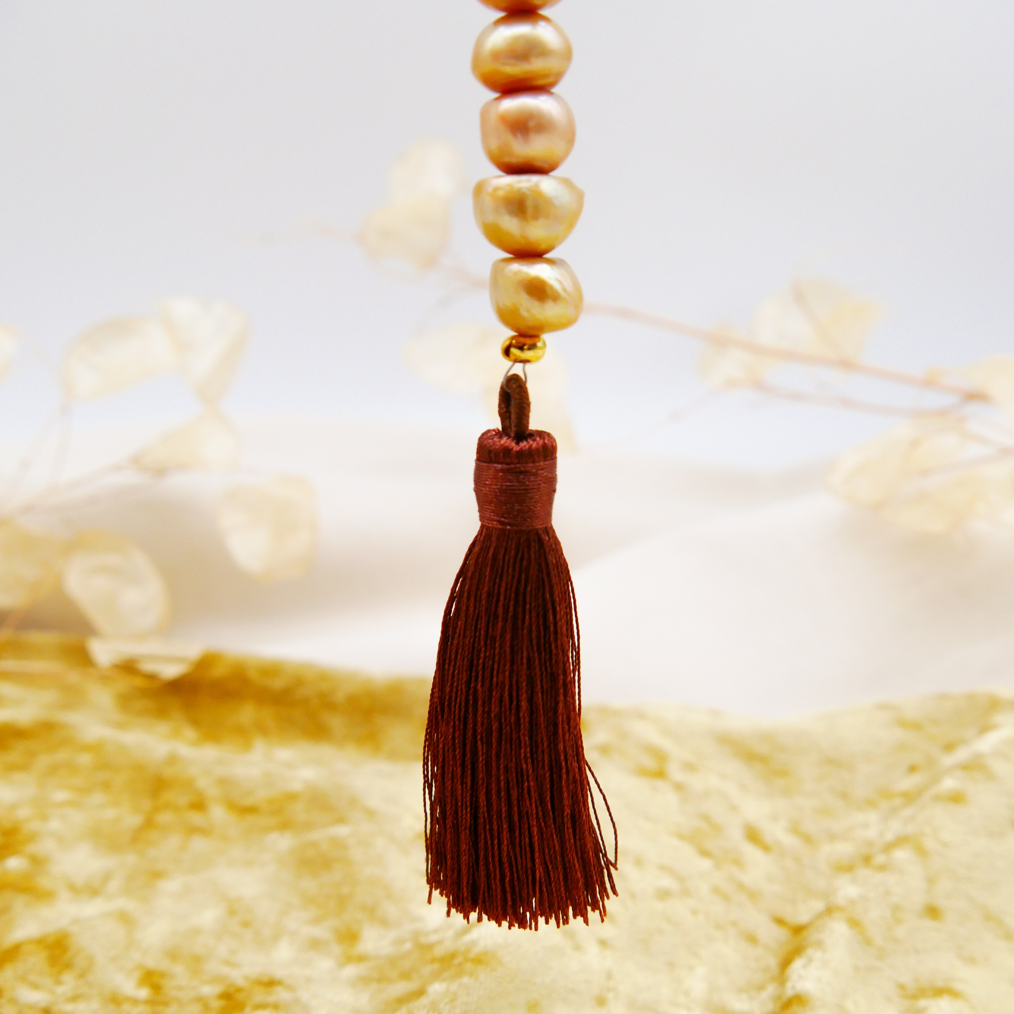 "Lucky Pendant" Anhänger, 1 Strang SWZ Perle große braune Quaste "Lucky Pendant" Anhänger, 1 Strang SWZ Perle große braune Quaste