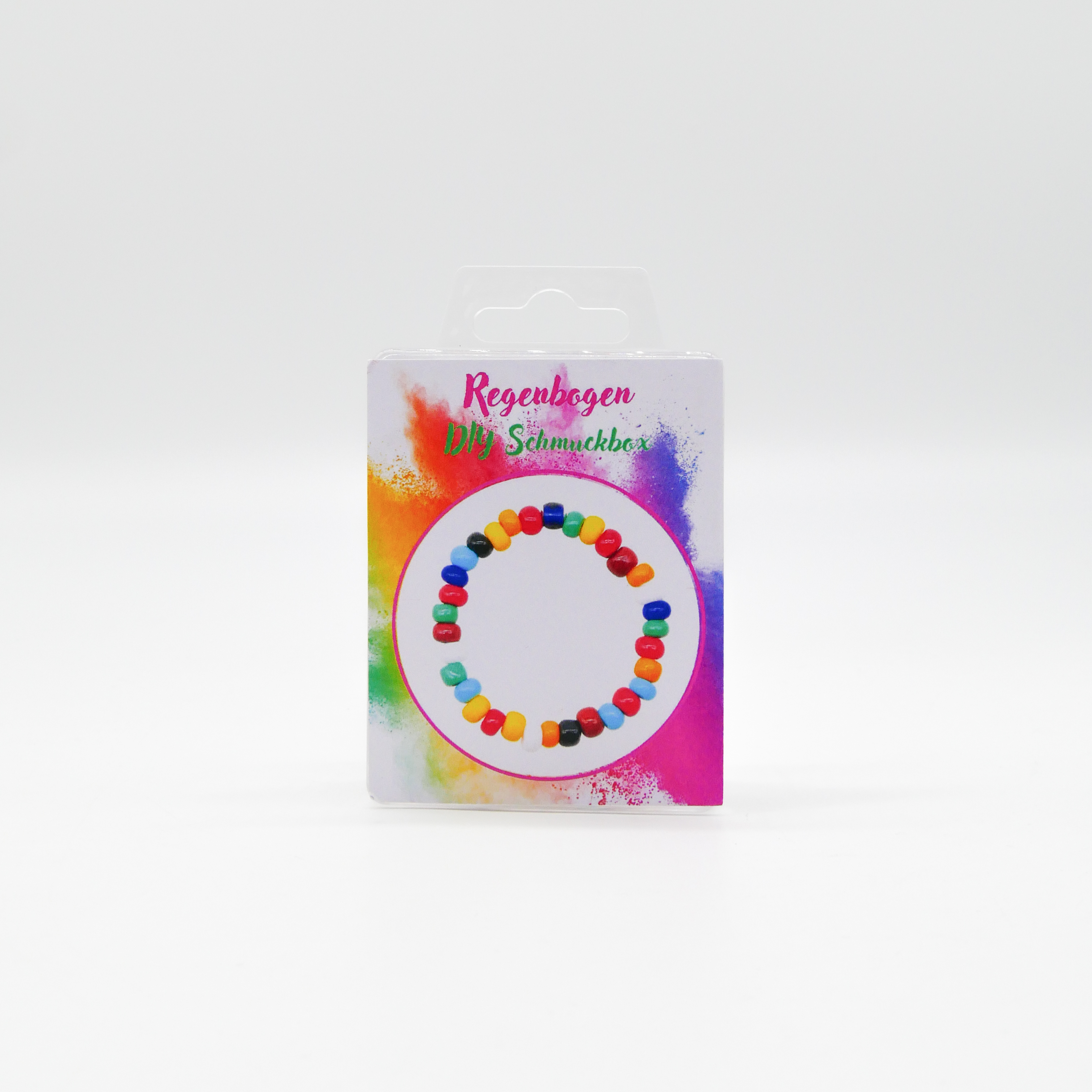  DIY kleine Schmuckbox, Armband Regenbogen, ø 8 mm Rocaillesperlen bunte Mischung