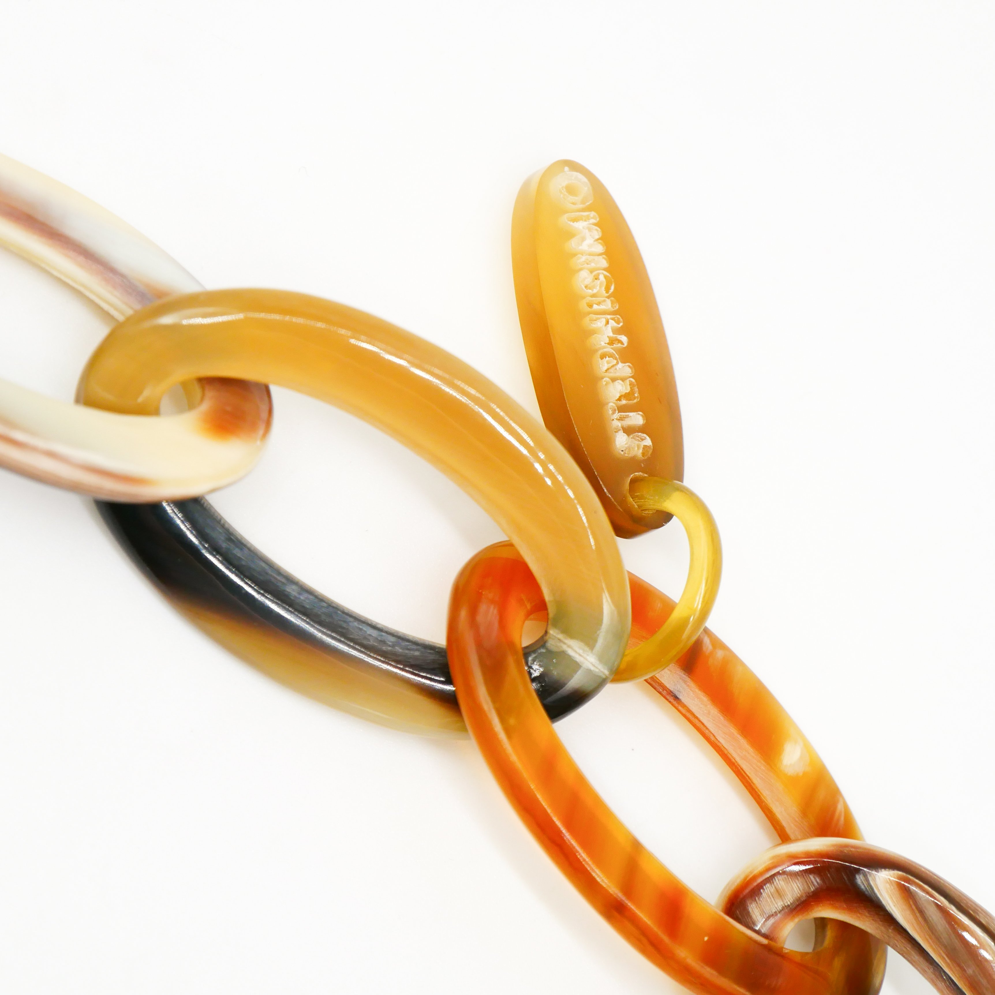  "Craft Art" , Horngliederkette "Big" oval braunes afrikanisches Horn