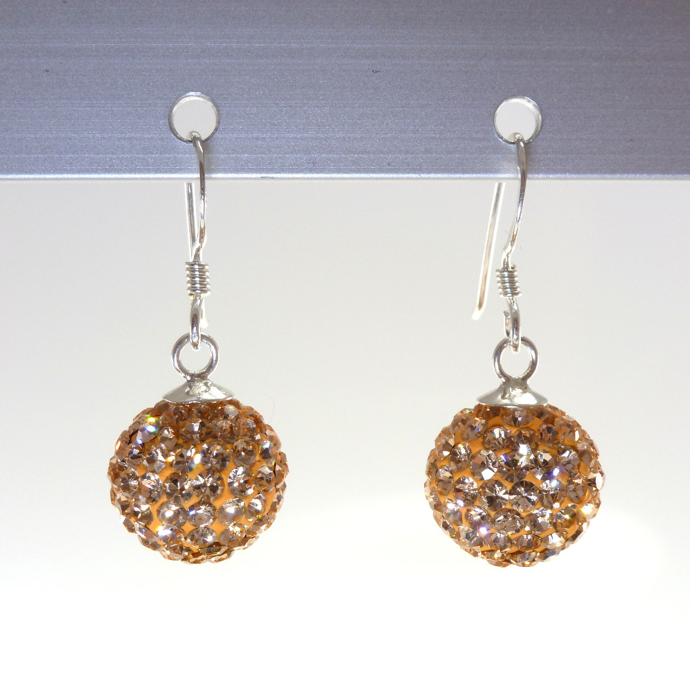 Ohrhänger "Glamour Balls" mit Glitzerkugel 12mm, light peach