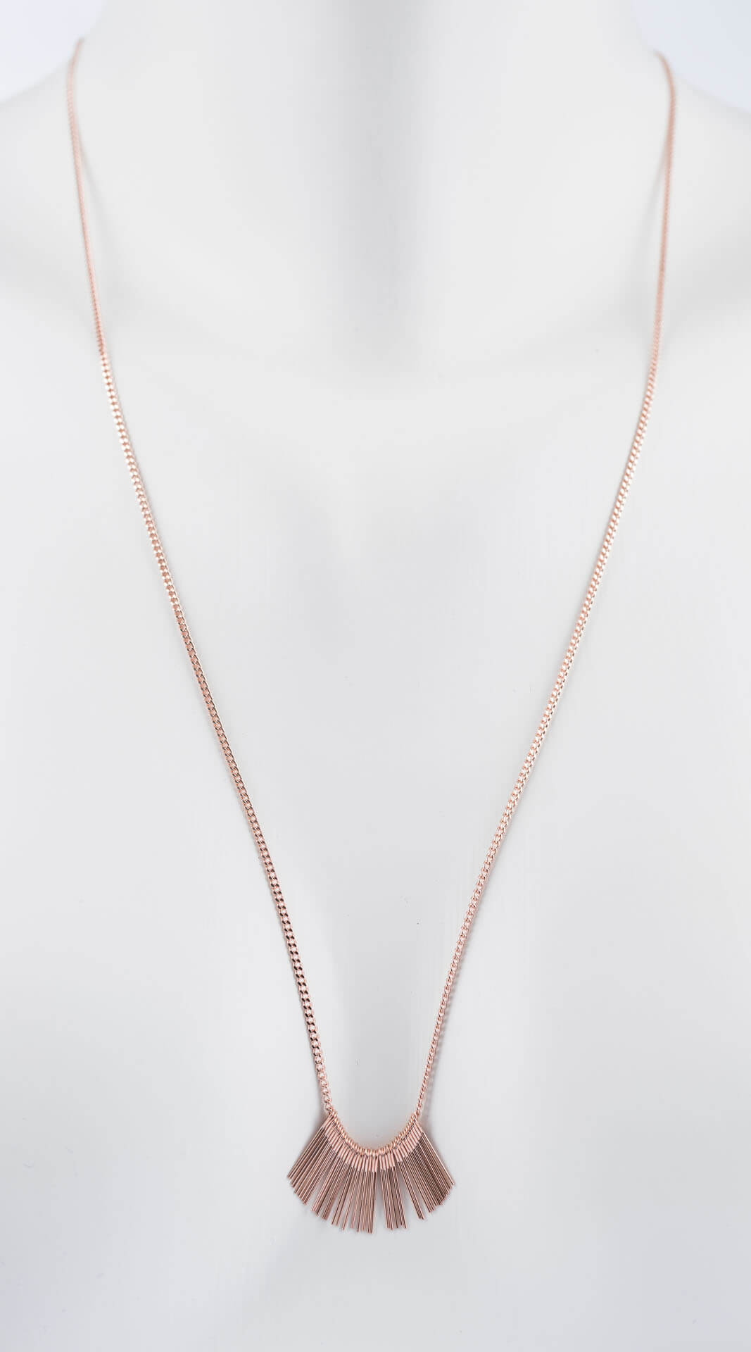 "Fine Filigré" dainty long necklace, Needle, rosé gold plated