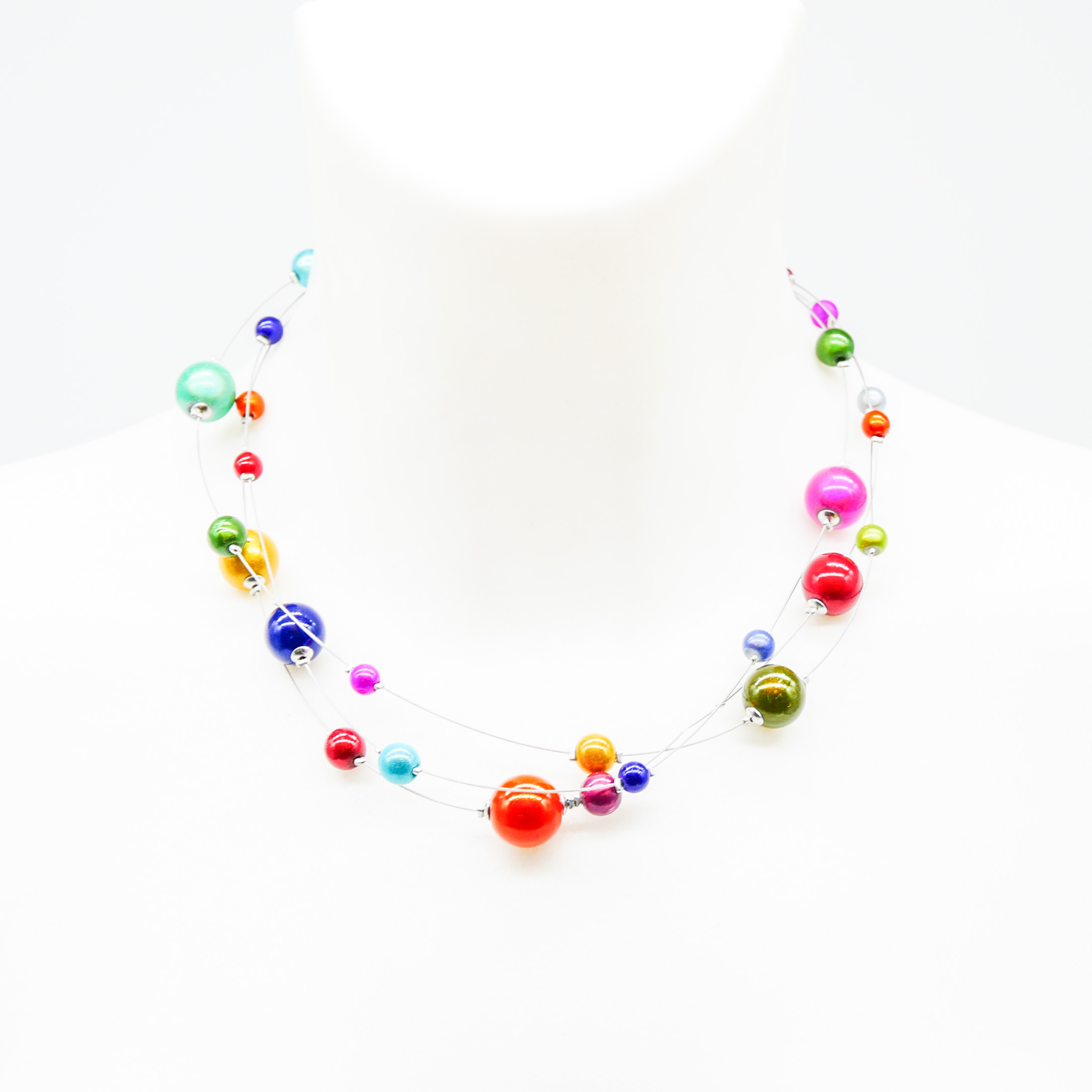 Color Explosion, kurze 3-Strang Kette "Miracle Beads" Perlen - bunt