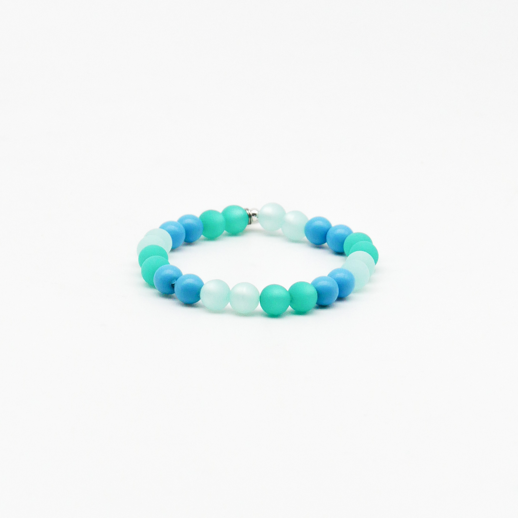  Color Explosion, Armband auf Gummi Ø 8 mm, Glas- und Polaris Perlen, Neptun türkis