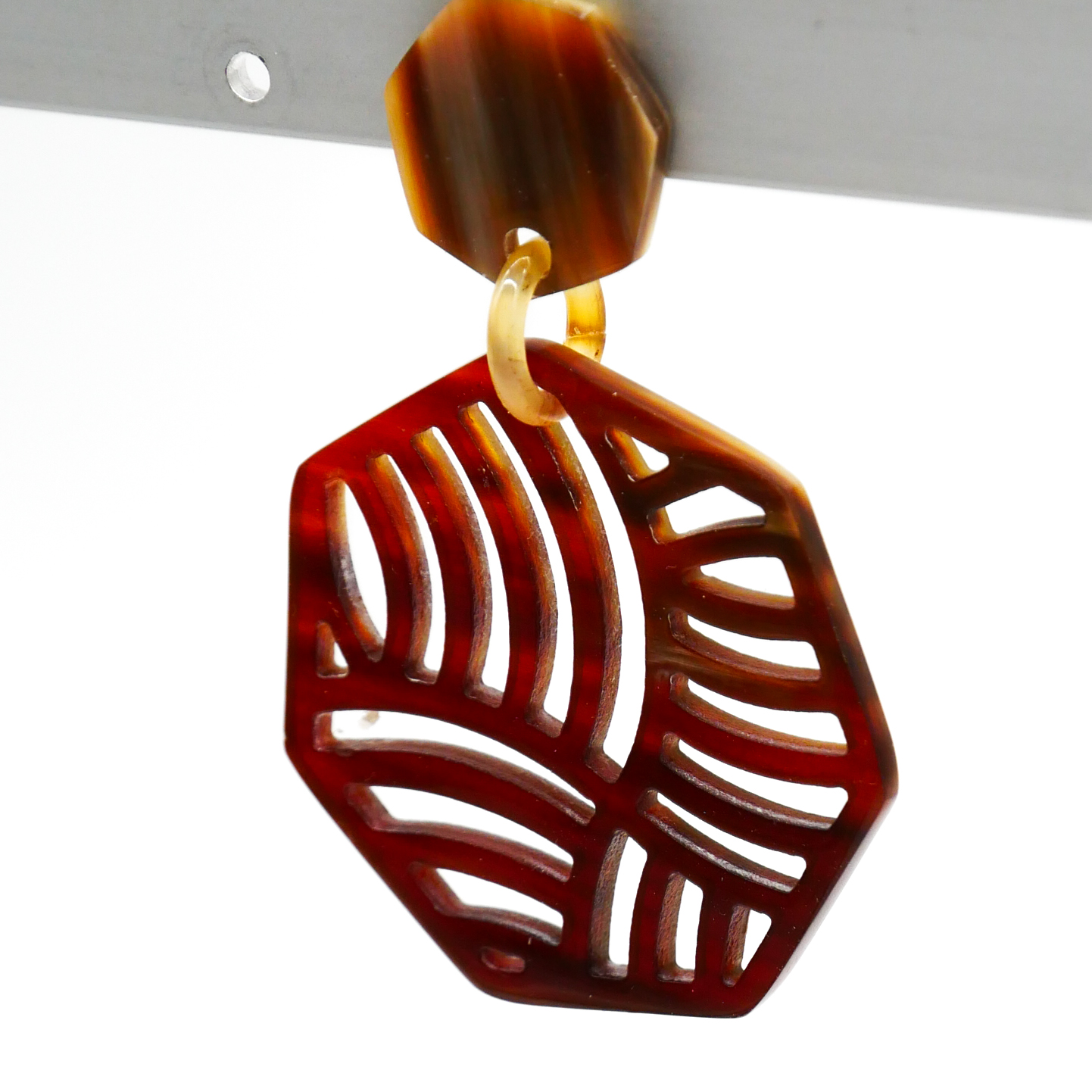  "Craft Art" Ohrring "Polygon" braunes Horn