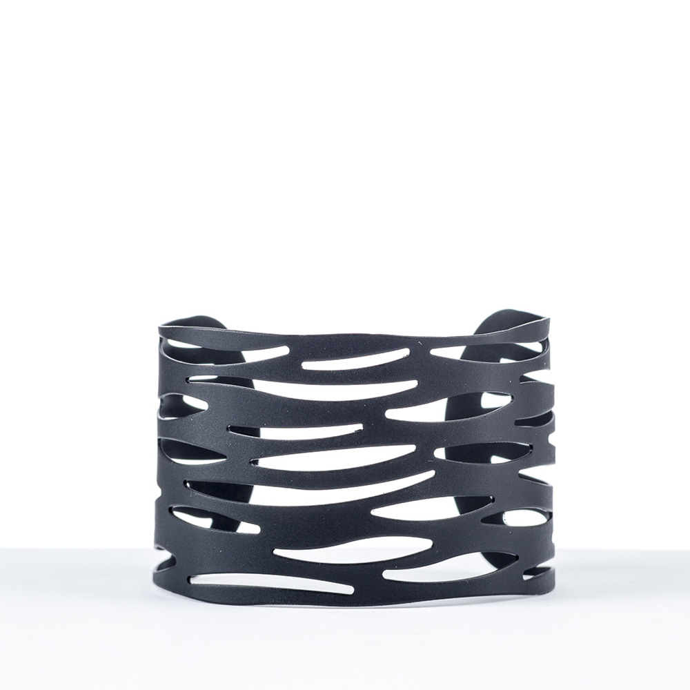 Metallarmspange "Black Bangle", schwarz, Animal