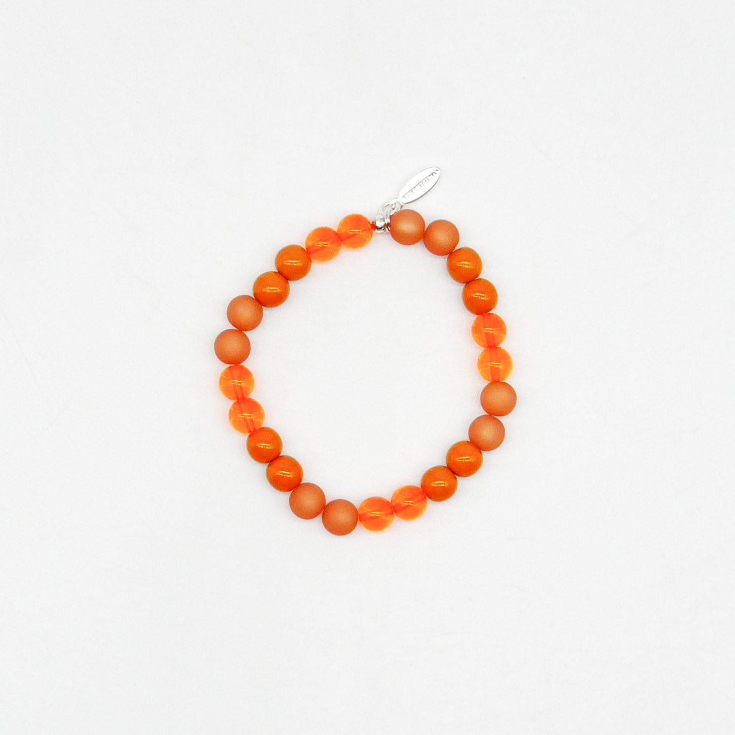  Color Explosion, Armband auf Gummi Ø 8 mm, Glas- und Polaris Perlen, Jupiter orange