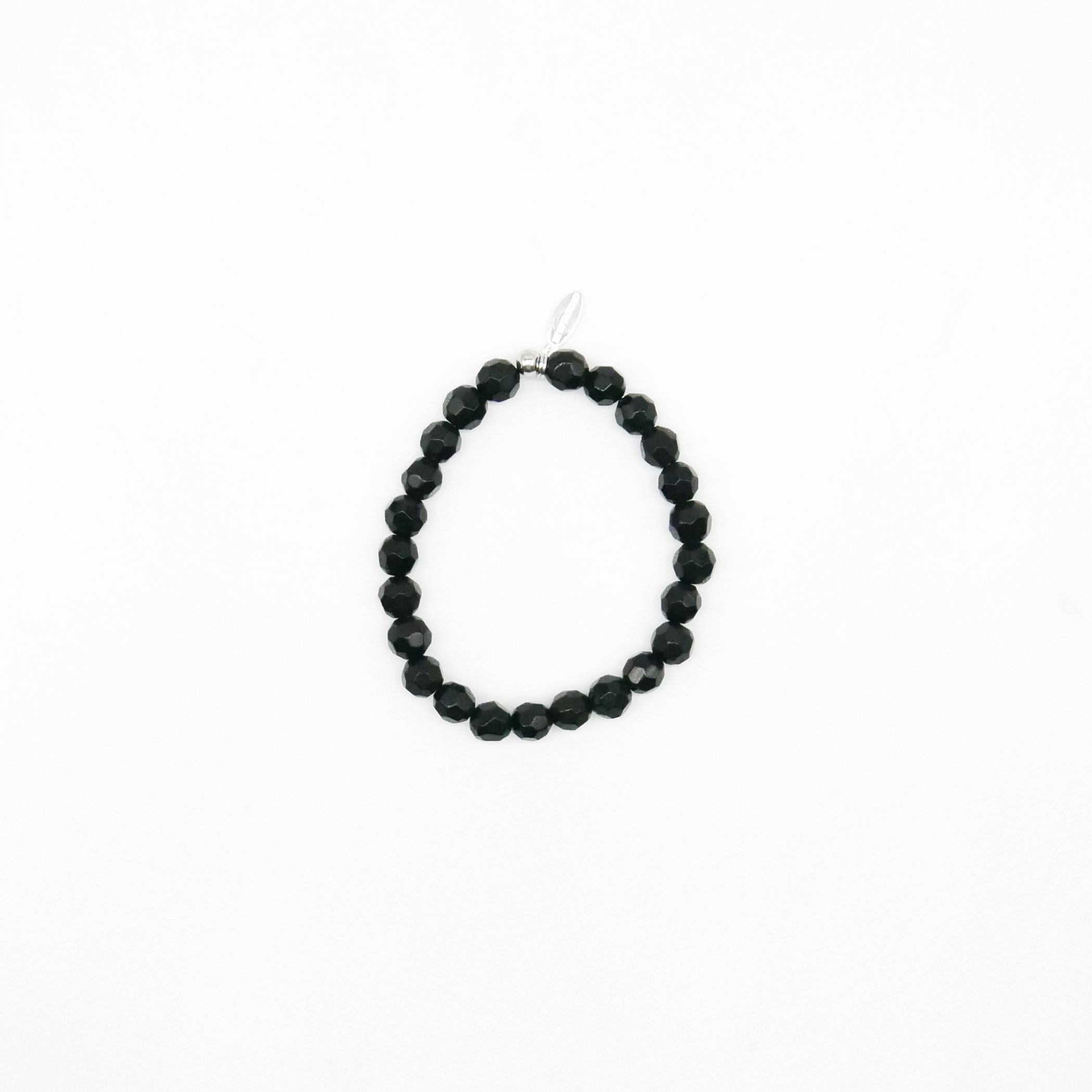  "Jet Schmuck" Armband auf Gummi schwarze facettierte Glasperlen Ø 8 mm 
