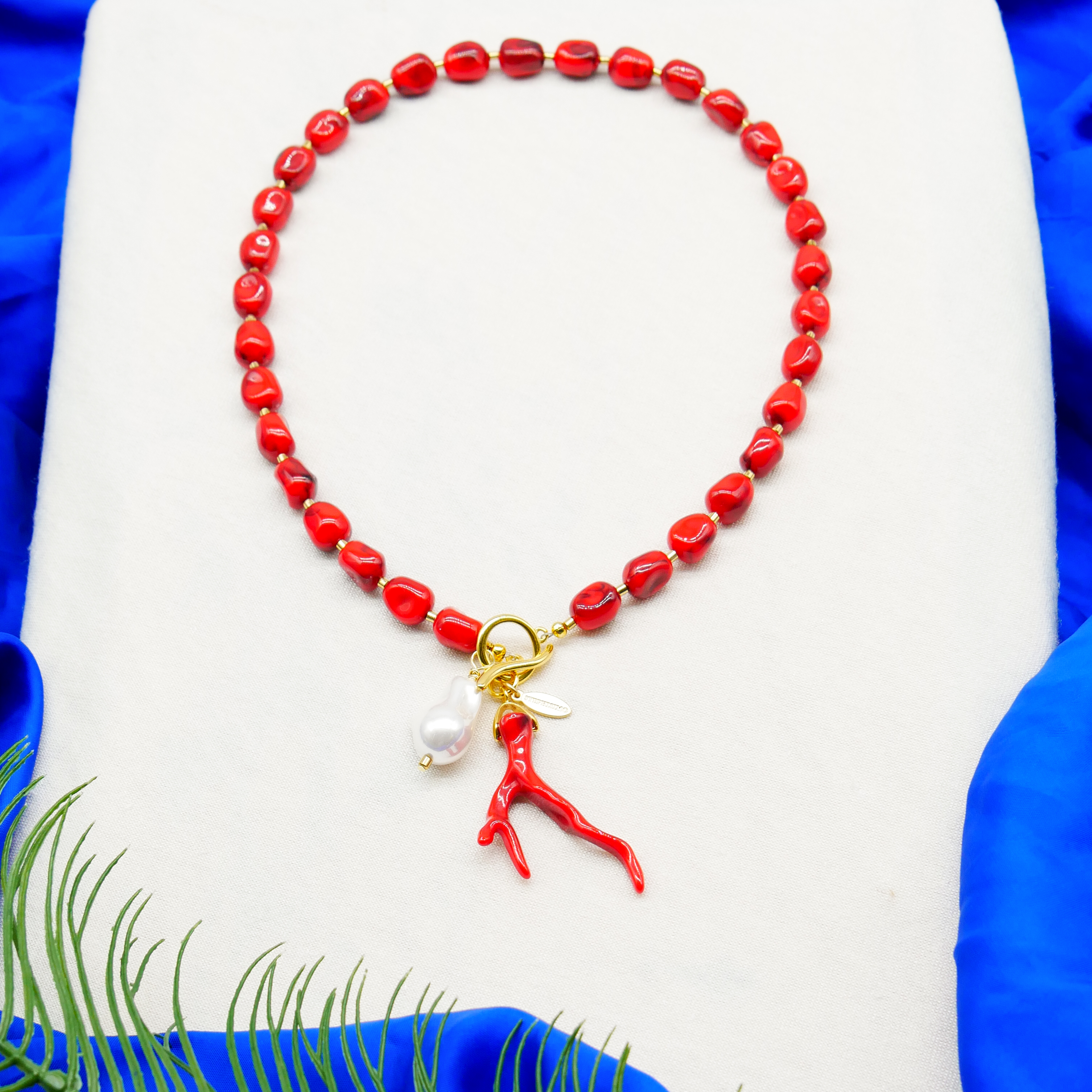  "Summer Feeling" Kette "Coral Sea" Resinperlen                        