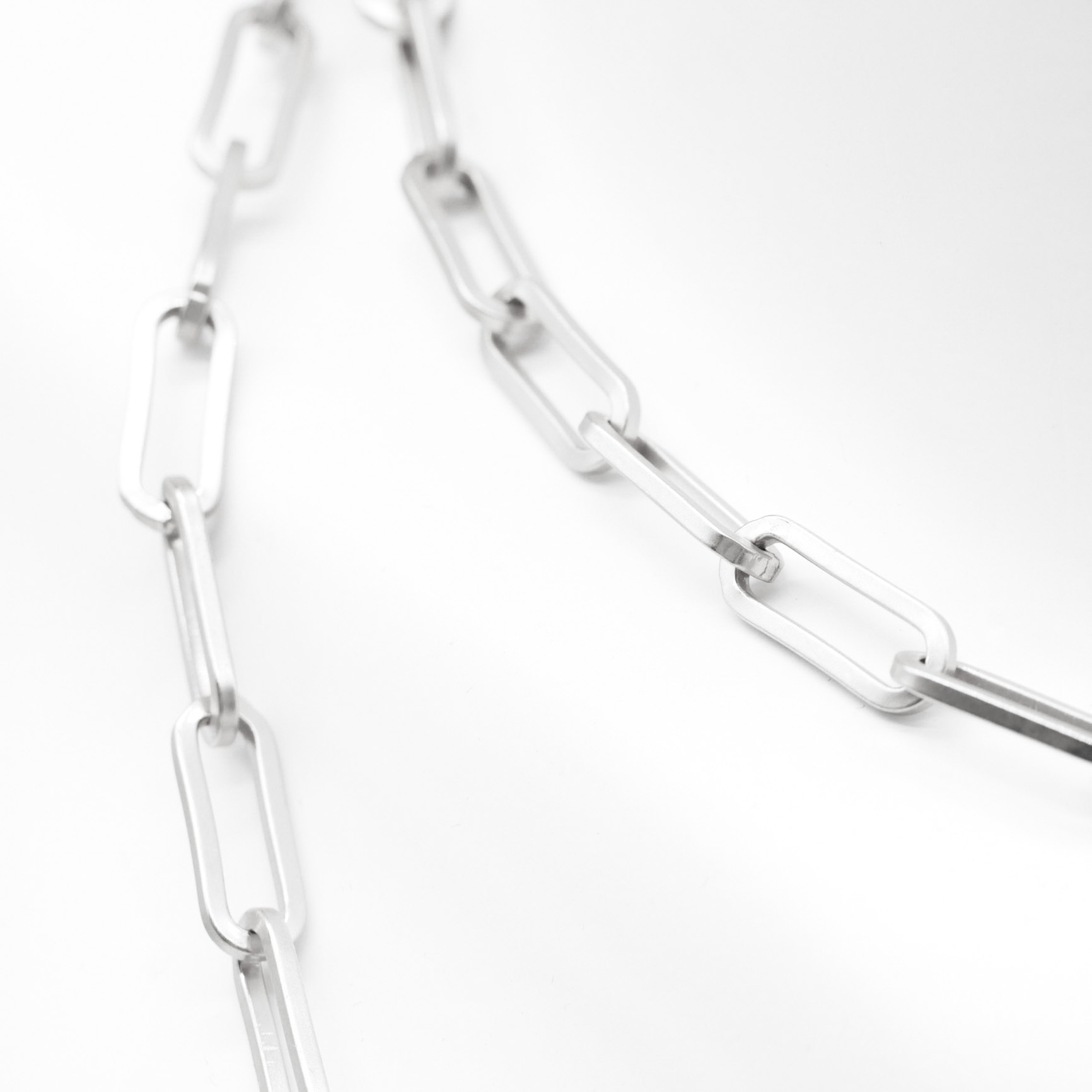 "Charmkette" lange Gliederkette, Ovale, versilbert