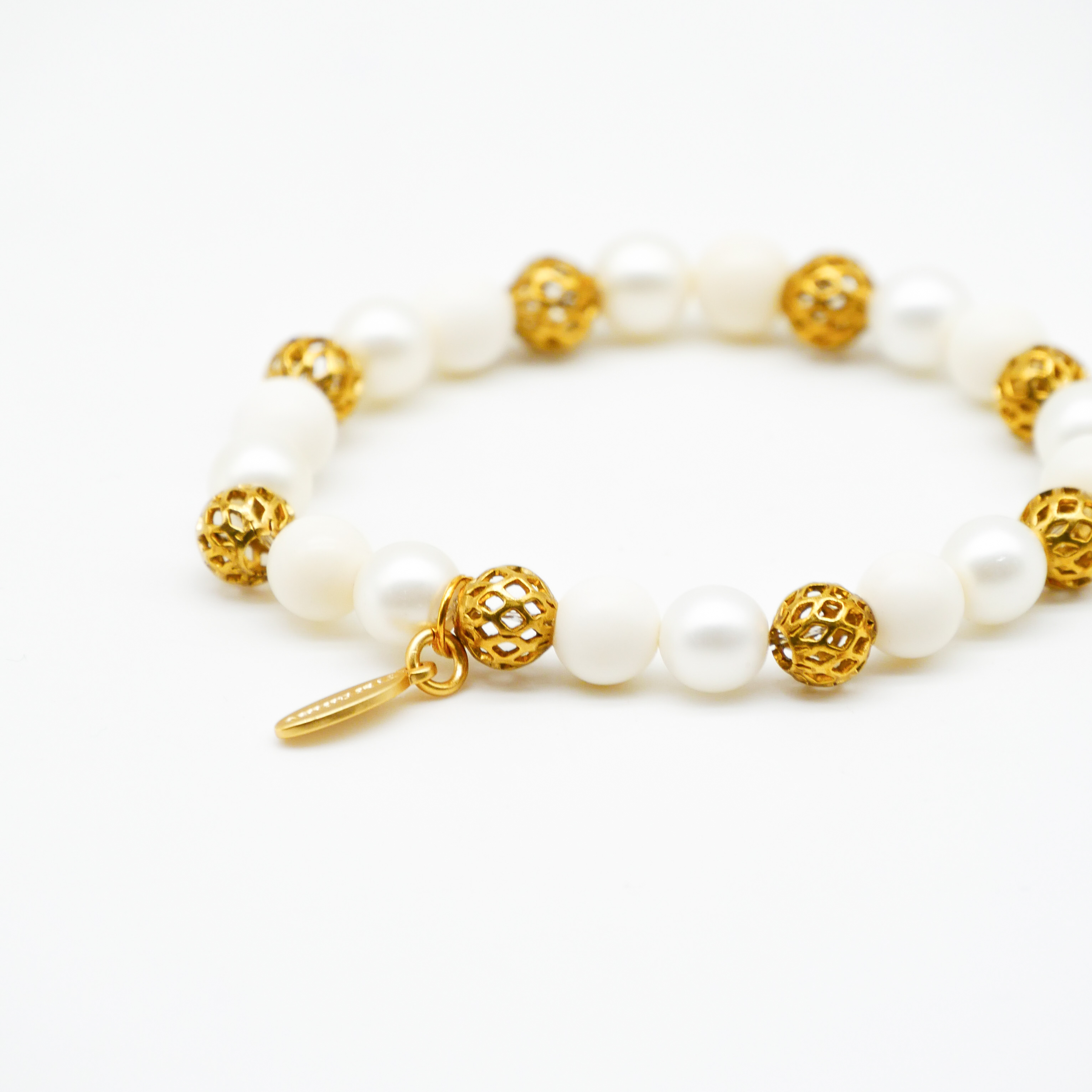  Color Explosion, Armband auf Gummi Ø 8 mm, Glas- und Polaris Perlen, Venus weiß-gold