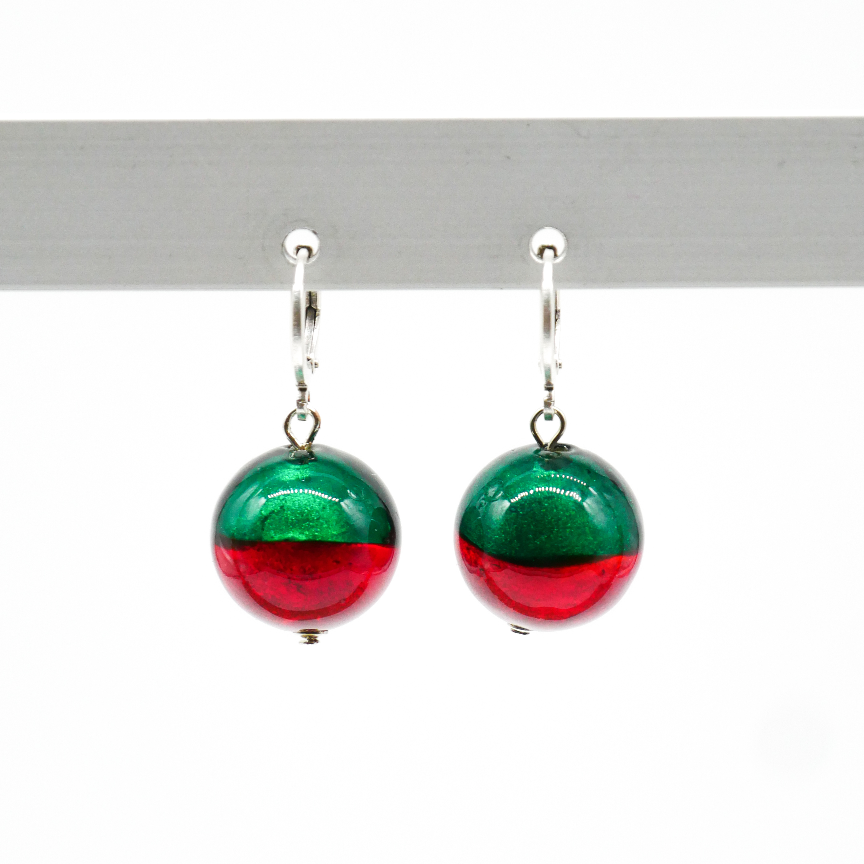  "Fine Bead Art", "Ohrringe Christmas", Lampenperlen, Glasperlen rot-grün