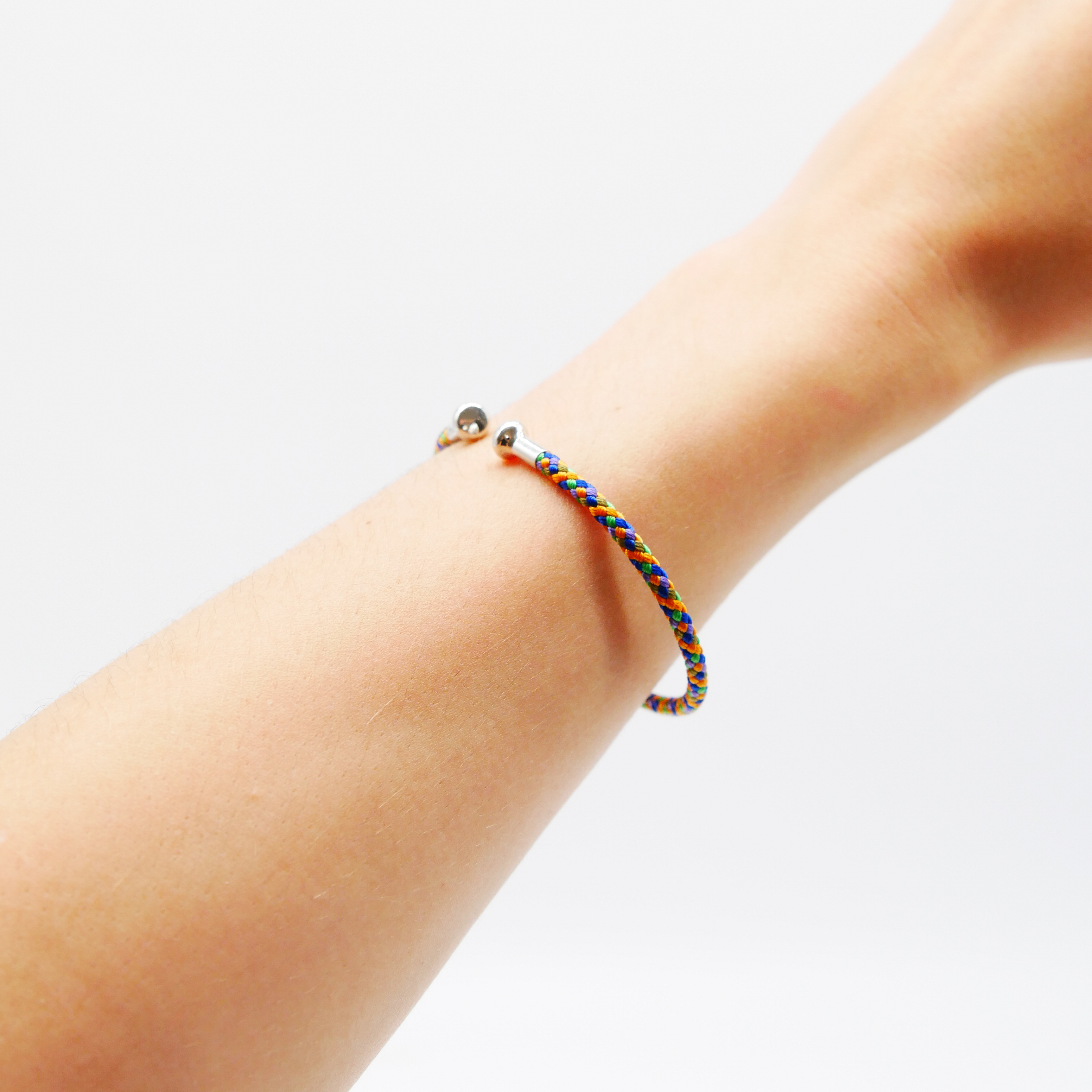 "Summer Feeling", blau orange Armband mit abschraubbarer Endkappe silber "Summer Feeling", blau orange Armband mit abschraubbarer Endkappe silber