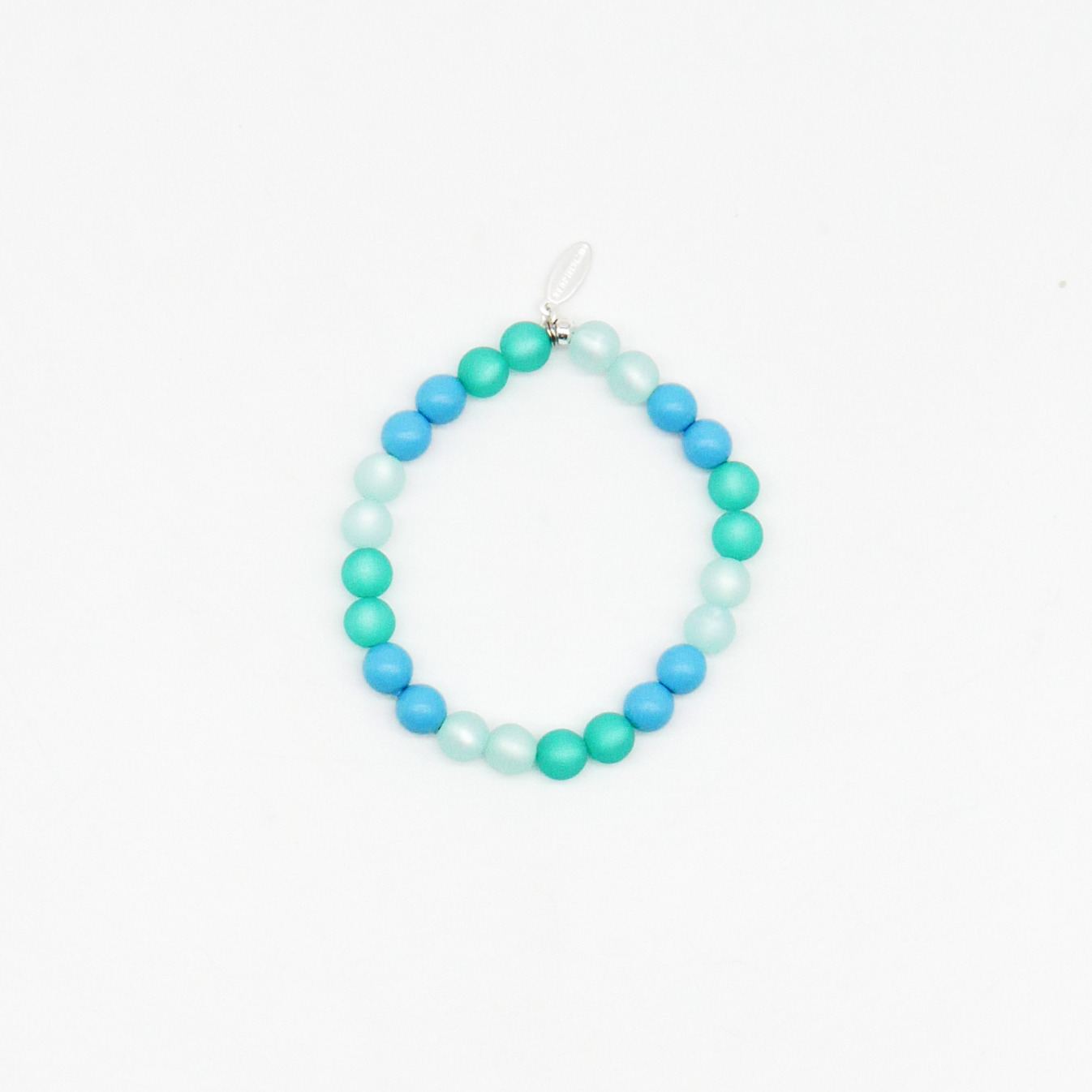  Color Explosion, Armband auf Gummi Ø 8 mm, Glas- und Polaris Perlen, Neptun türkis