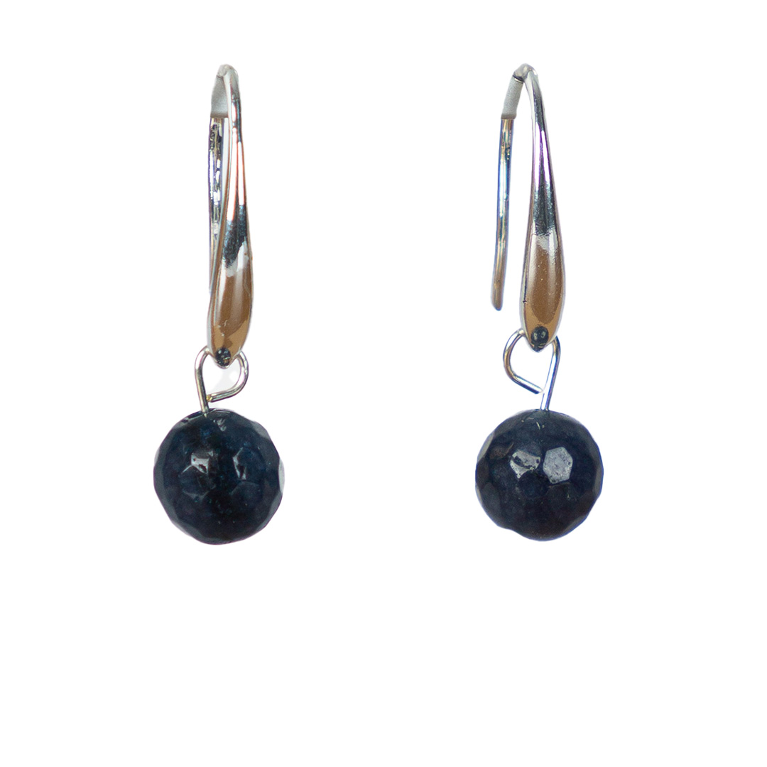 "Light Beads" Ohrhänger, klein, 8mm, dunkelblaue Glasperle