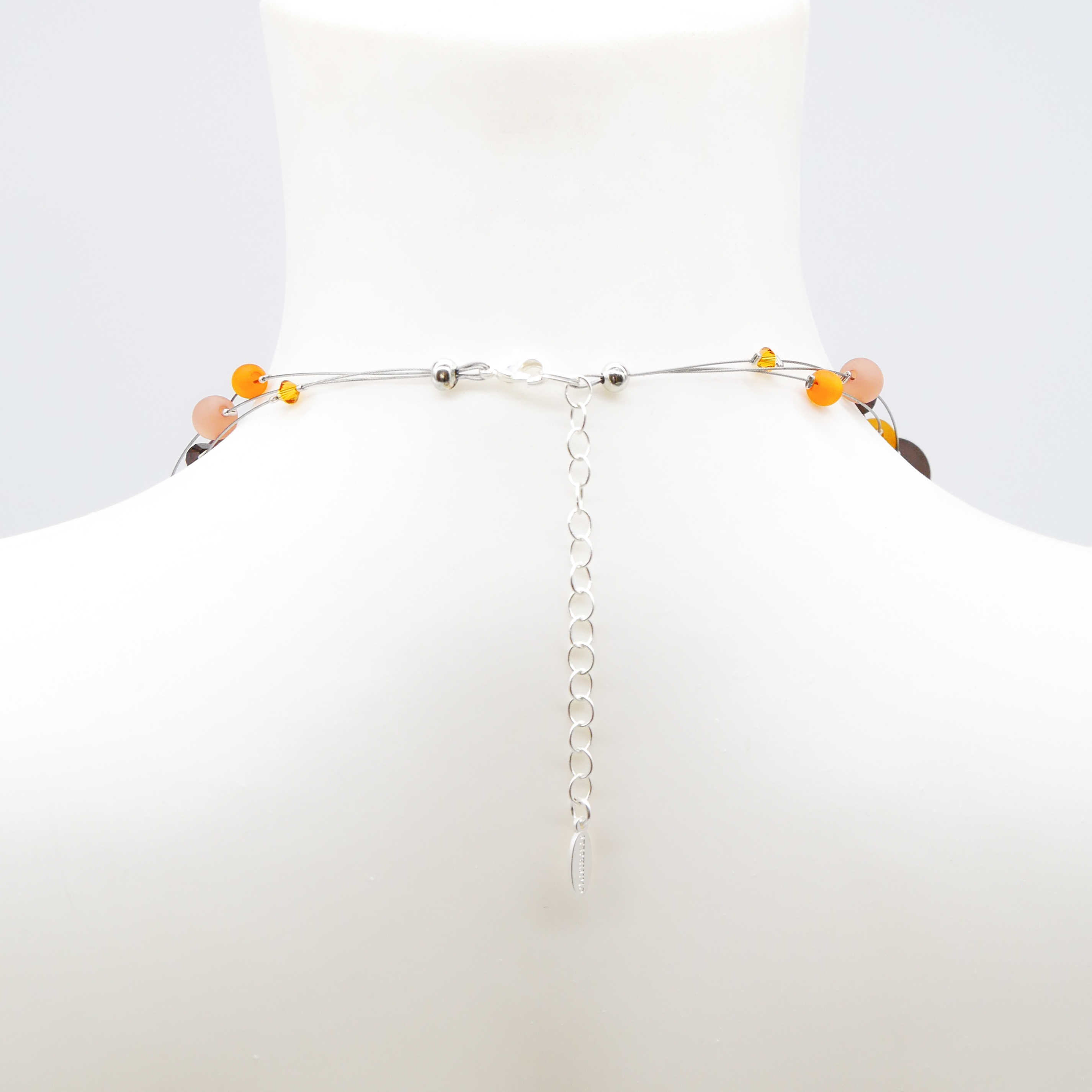 “Color Explosion”, short 3 strand necklace with polaris beads - choclatebrown “Color Explosion”, short 3 strand necklace with polaris beads - choclatebrown