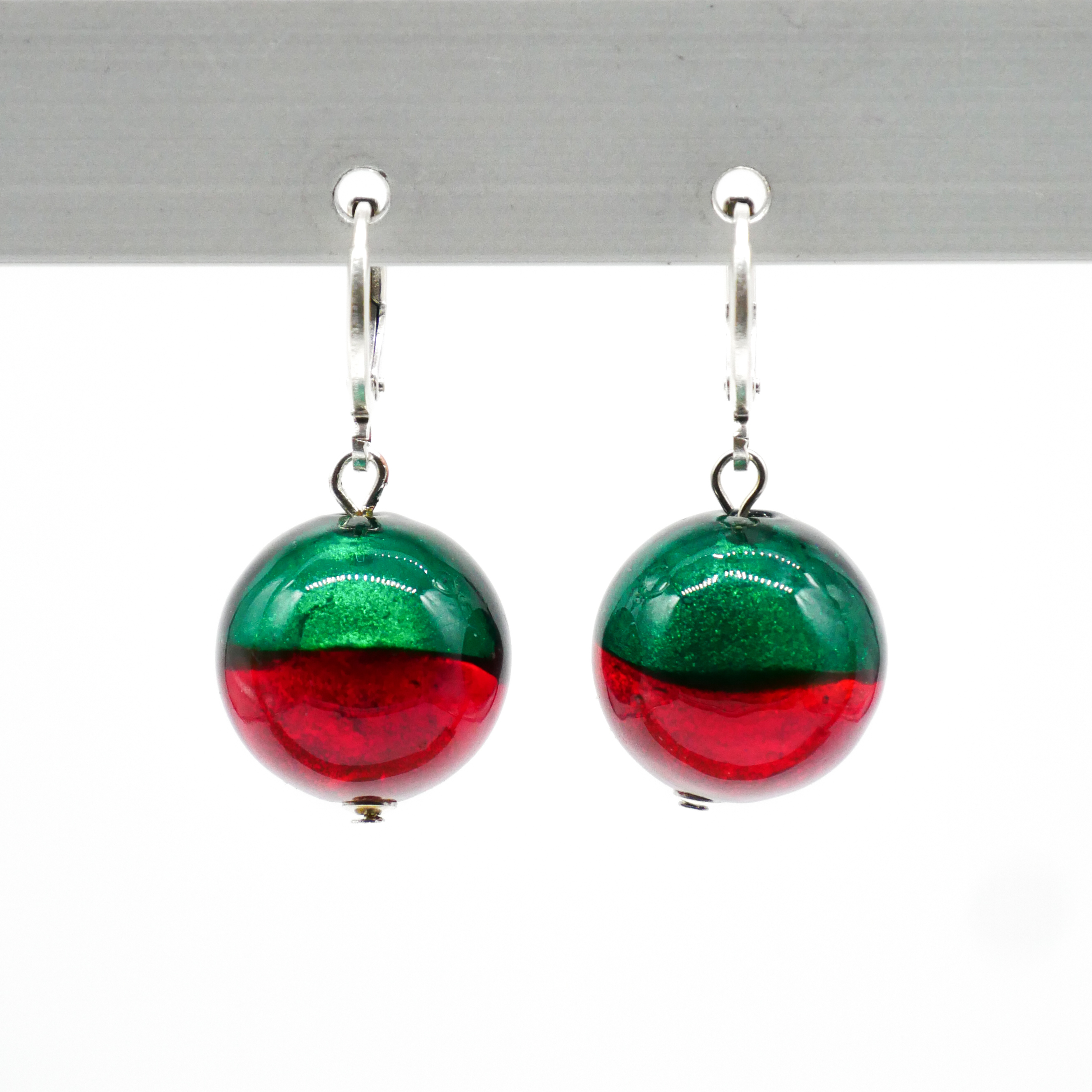  "Fine Bead Art", "Ohrringe Christmas", Lampenperlen, Glasperlen rot-grün
