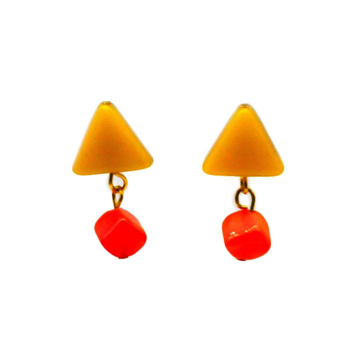 "Summer-Feeling"  Ohrring aus verschiedenen Formen, Glas- und Resin Perlen, gelb-orange