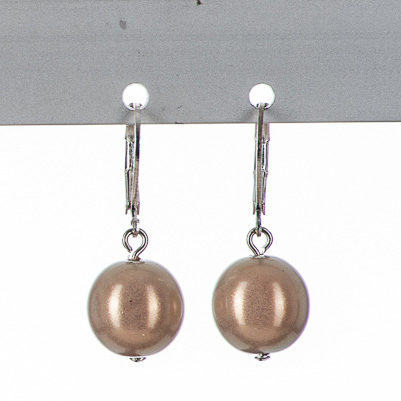 Pearl-Ohrhänger, 12mm, pastellbraun