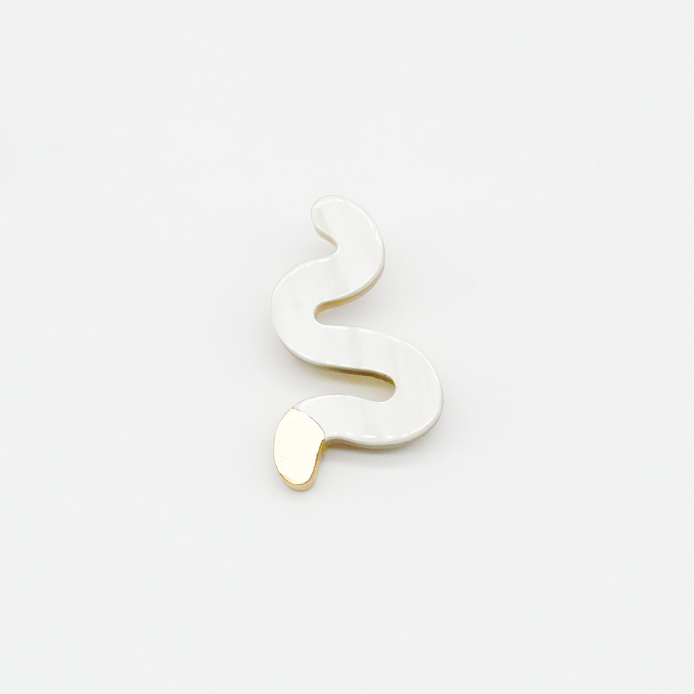  "Craft-Art", Brosche "Snake", weißes Horn, Lack gold 