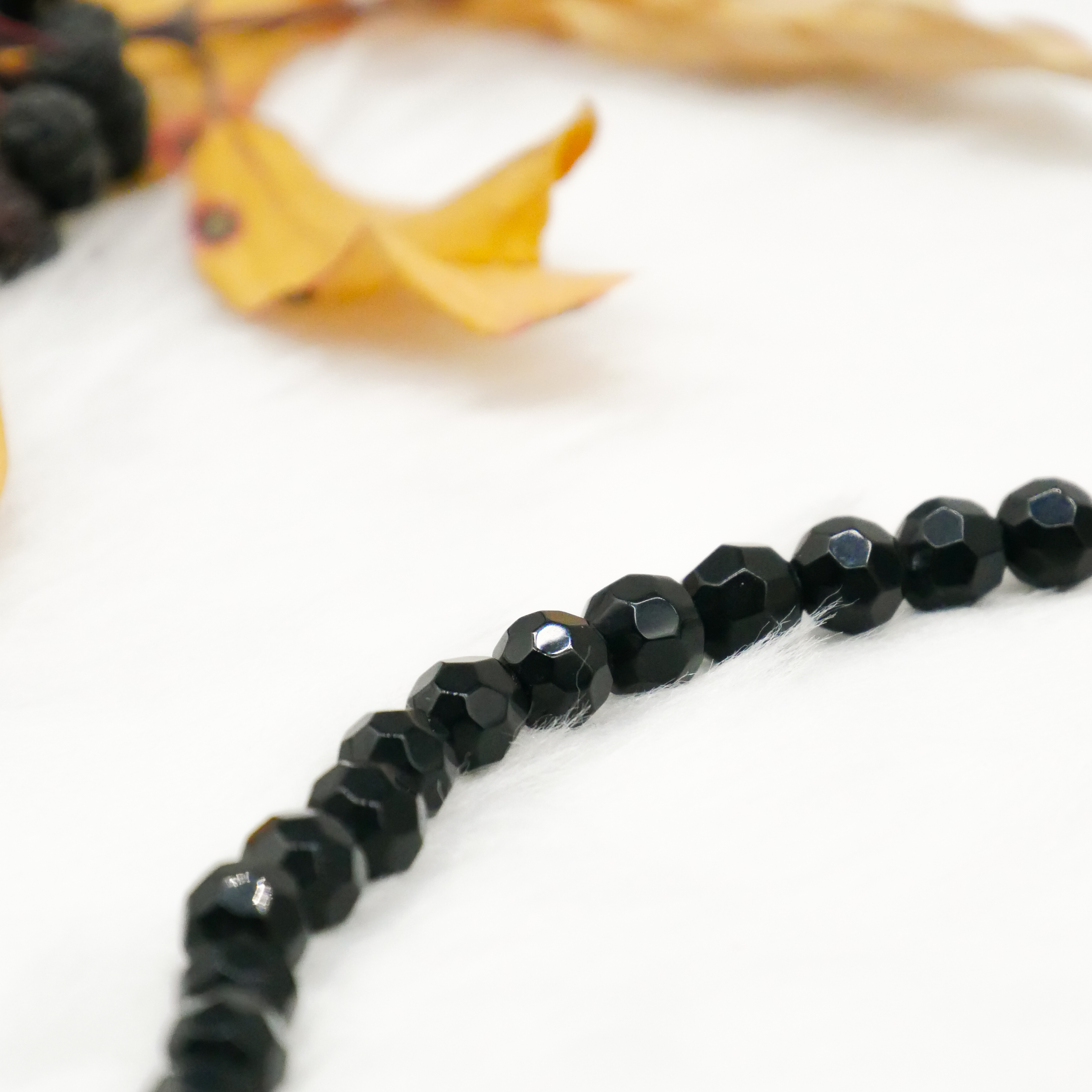  "Jet Schmuck" Kette ca. 45 cm schwarze facettierte Glasperlen Ø 8 mm 