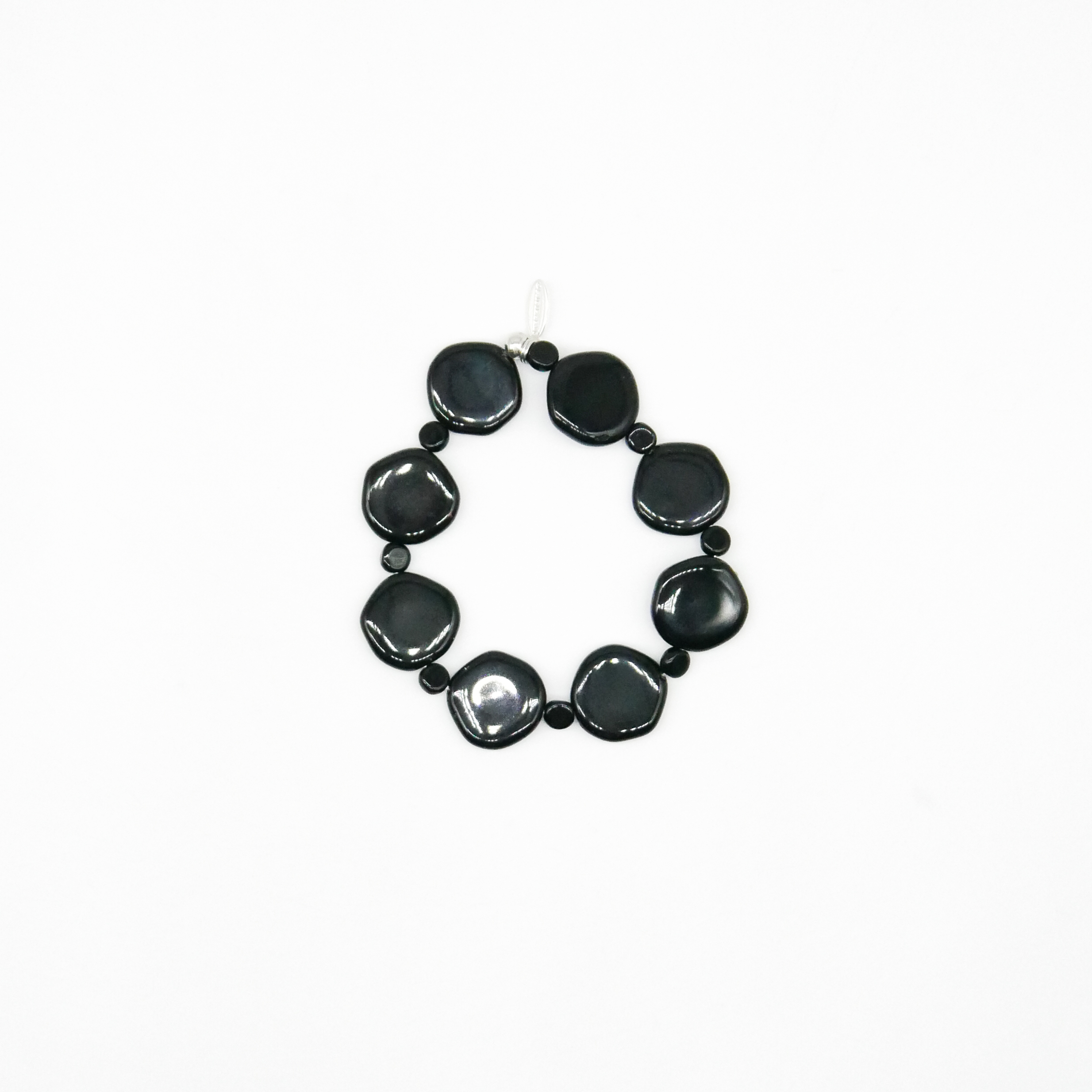  "Jet Schmuck" Armband auf Gummi schwarze Glasperlen, unregelmäßige Scheibe