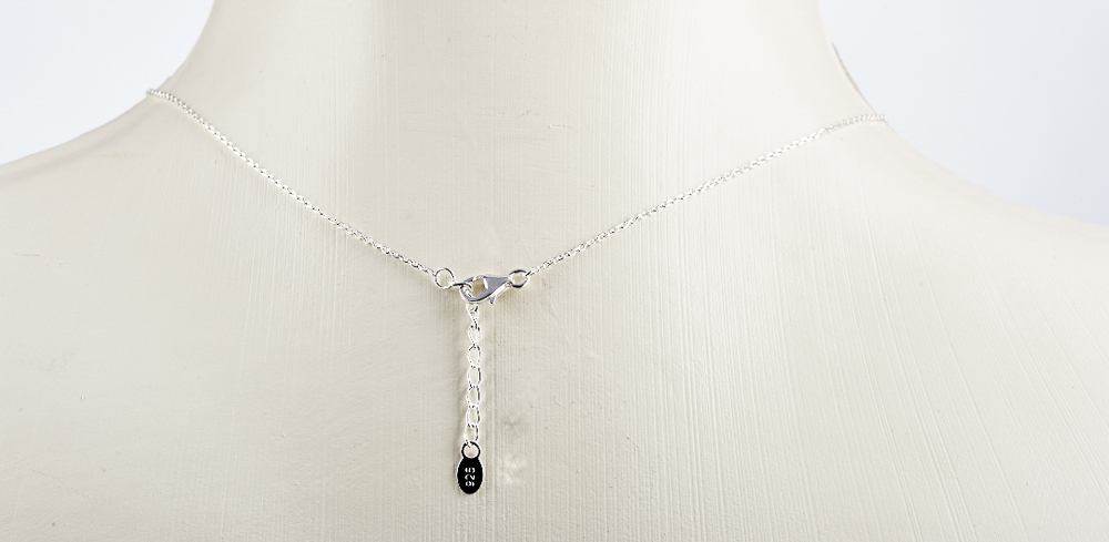 Feine Silberkette mit gebogenem Stab - "925er Sterlingsilber", 42 cm