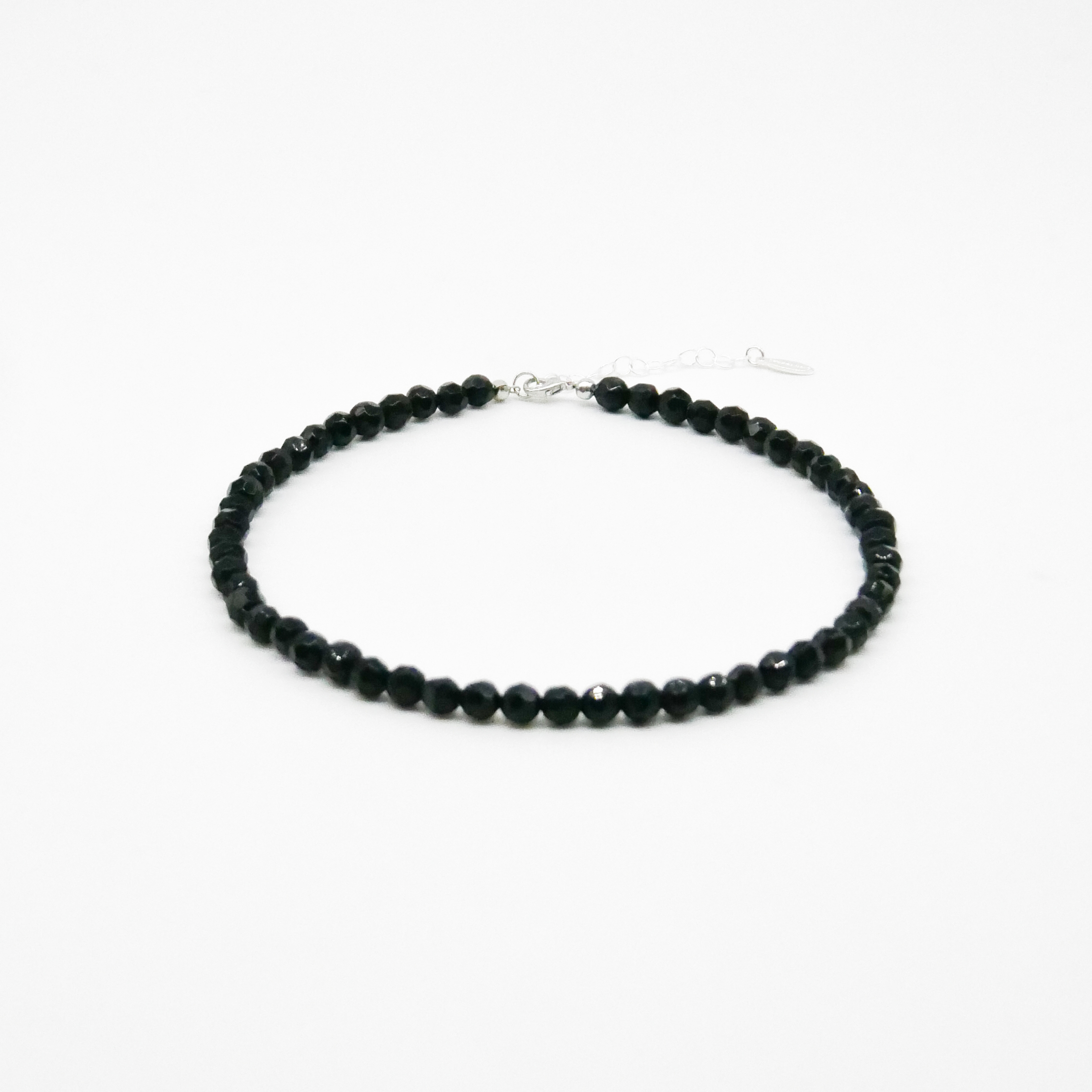  "Jet Schmuck" Kette ca. 45 cm schwarze facettierte Glasperlen Ø 8 mm 