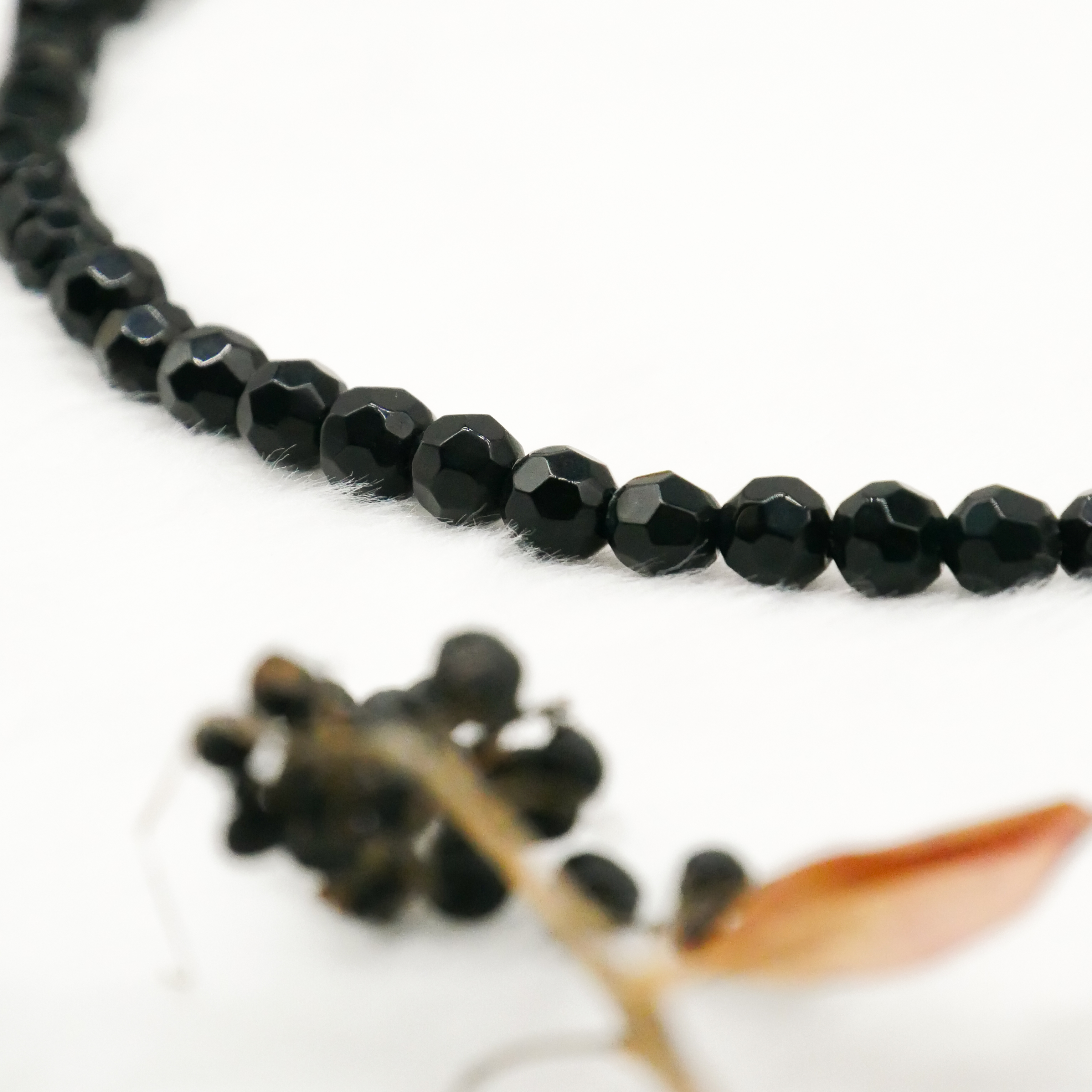  "Jet Schmuck" Kette ca. 45 cm schwarze facettierte Glasperlen Ø 8 mm 