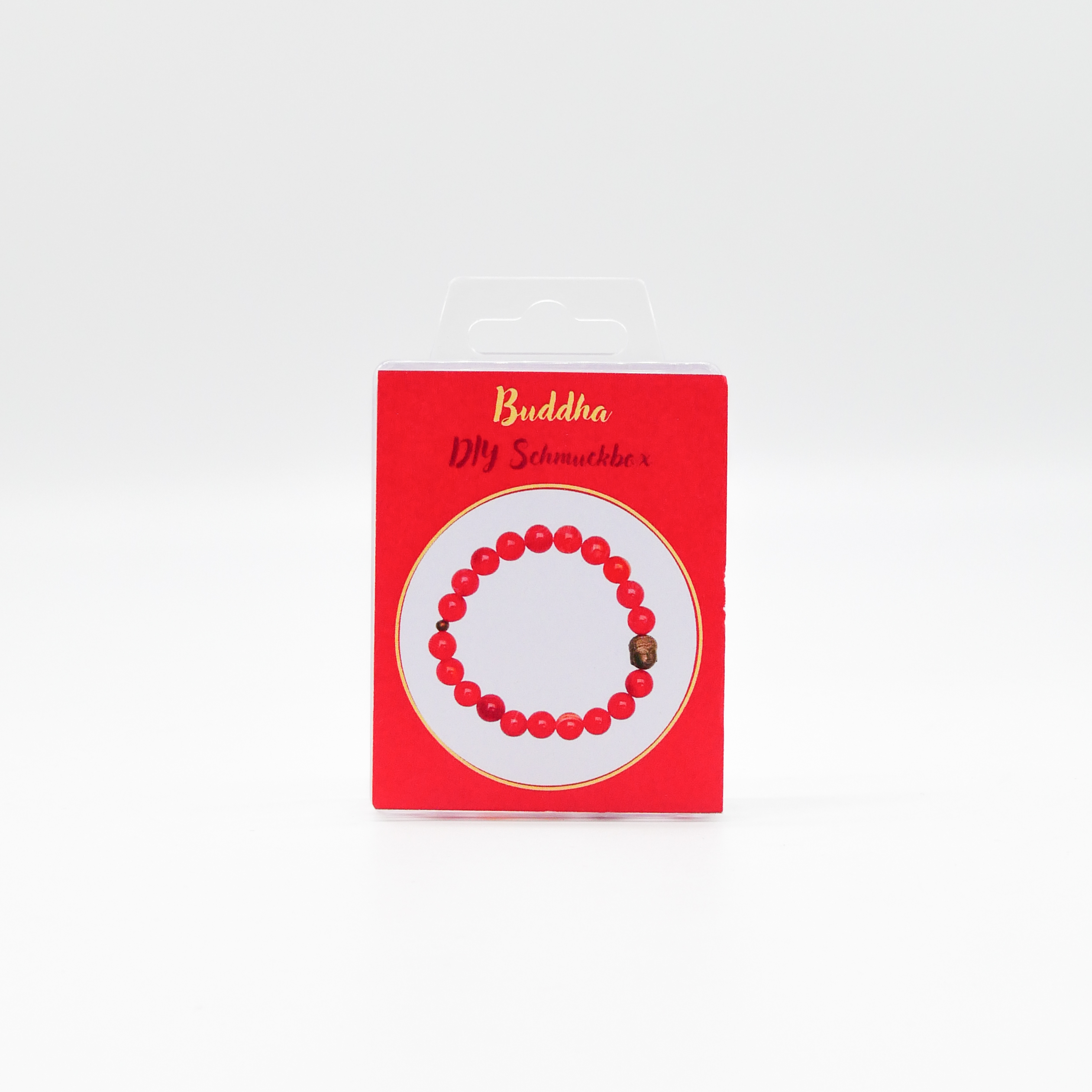  DIY kleine Schmuckbox, Armband Buddha roter Achat ø 8 mm, Hämatit Buddha