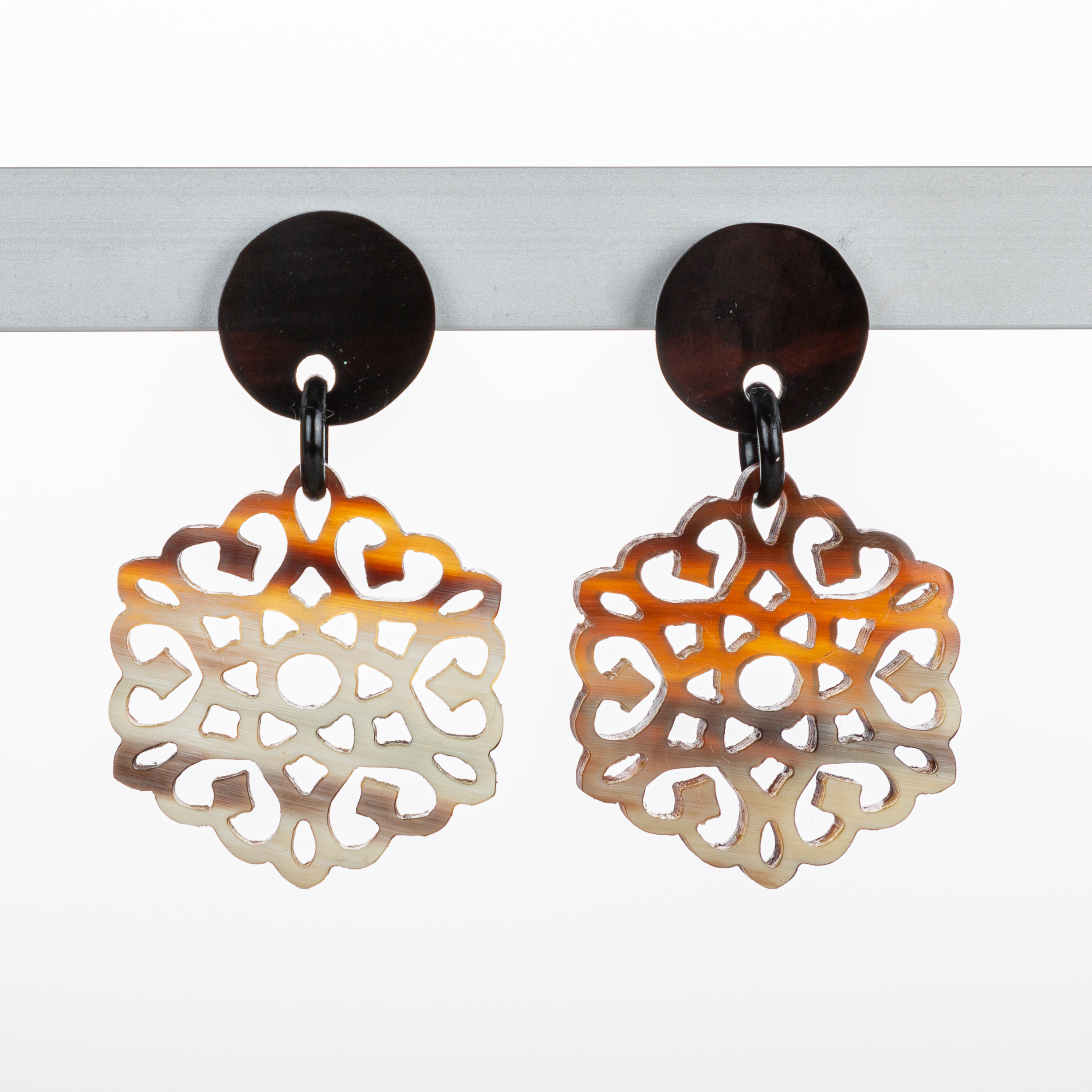 "Craft-Art", Horn Ohrstecker Motiv Mandala, braunes Horn