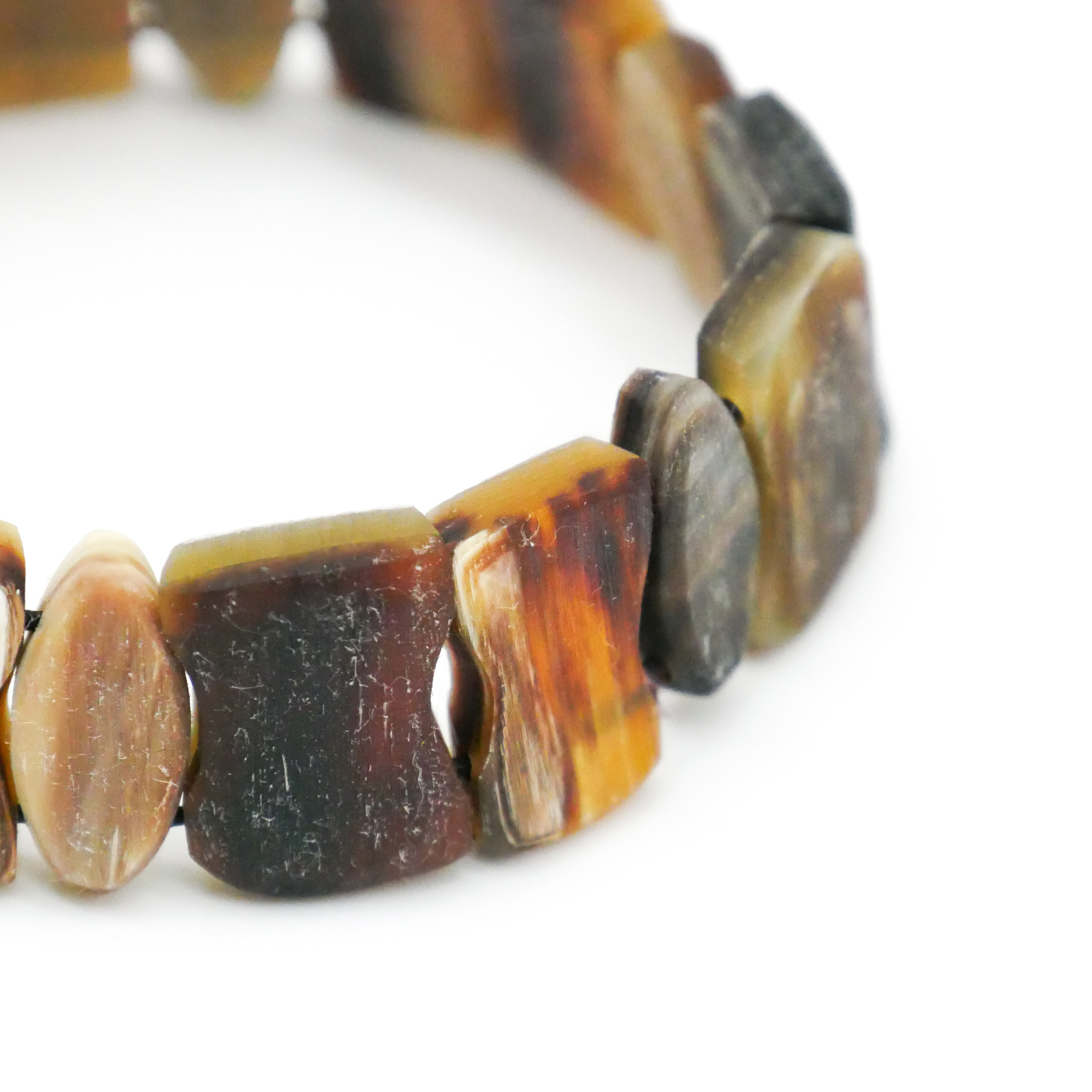  "Craft-Art", Horn Armband auf Gummi verschiedene Formen, braunes Horn matt 