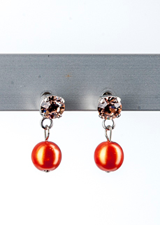 Ohrstecker "Basics" aus Kristallglas mit Glasperle und Swarovski Elementen, 6mm, Salmon