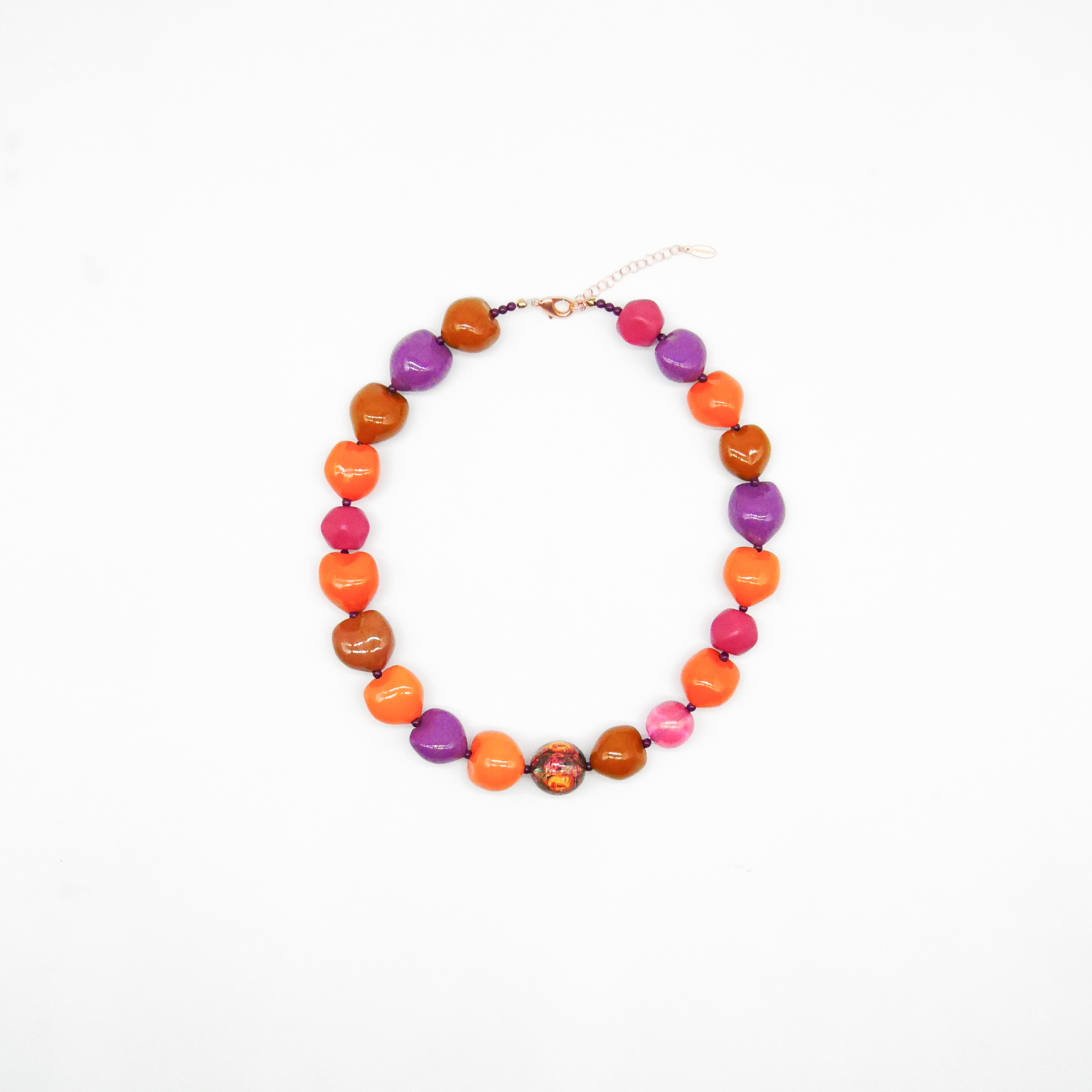  "Summer Feeling" Kette ca. 60 cm, Lumba Samen, Glasperlen, Resin Perle, blumenwiese