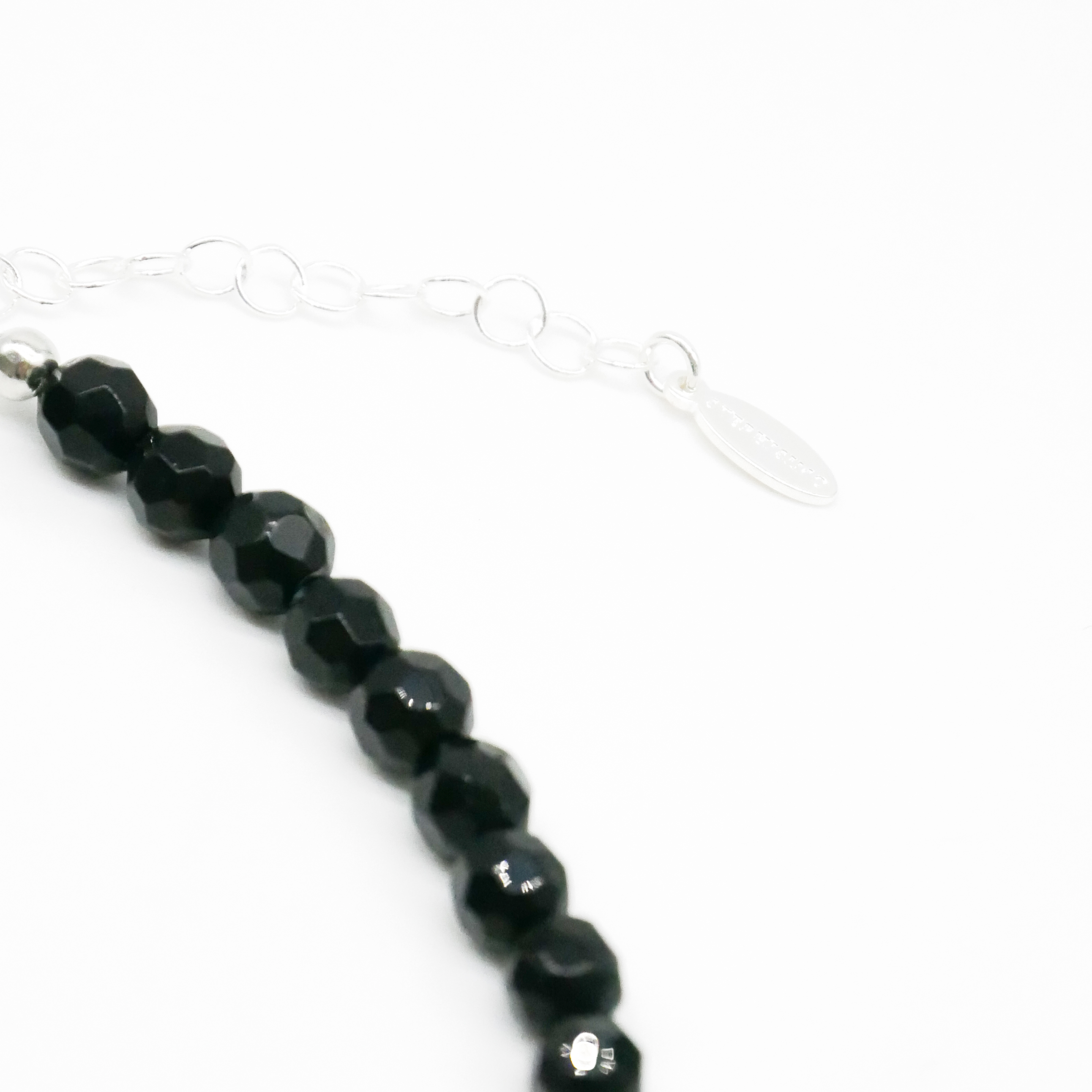  "Jet Schmuck" Kette ca. 45 cm schwarze facettierte Glasperlen Ø 8 mm 