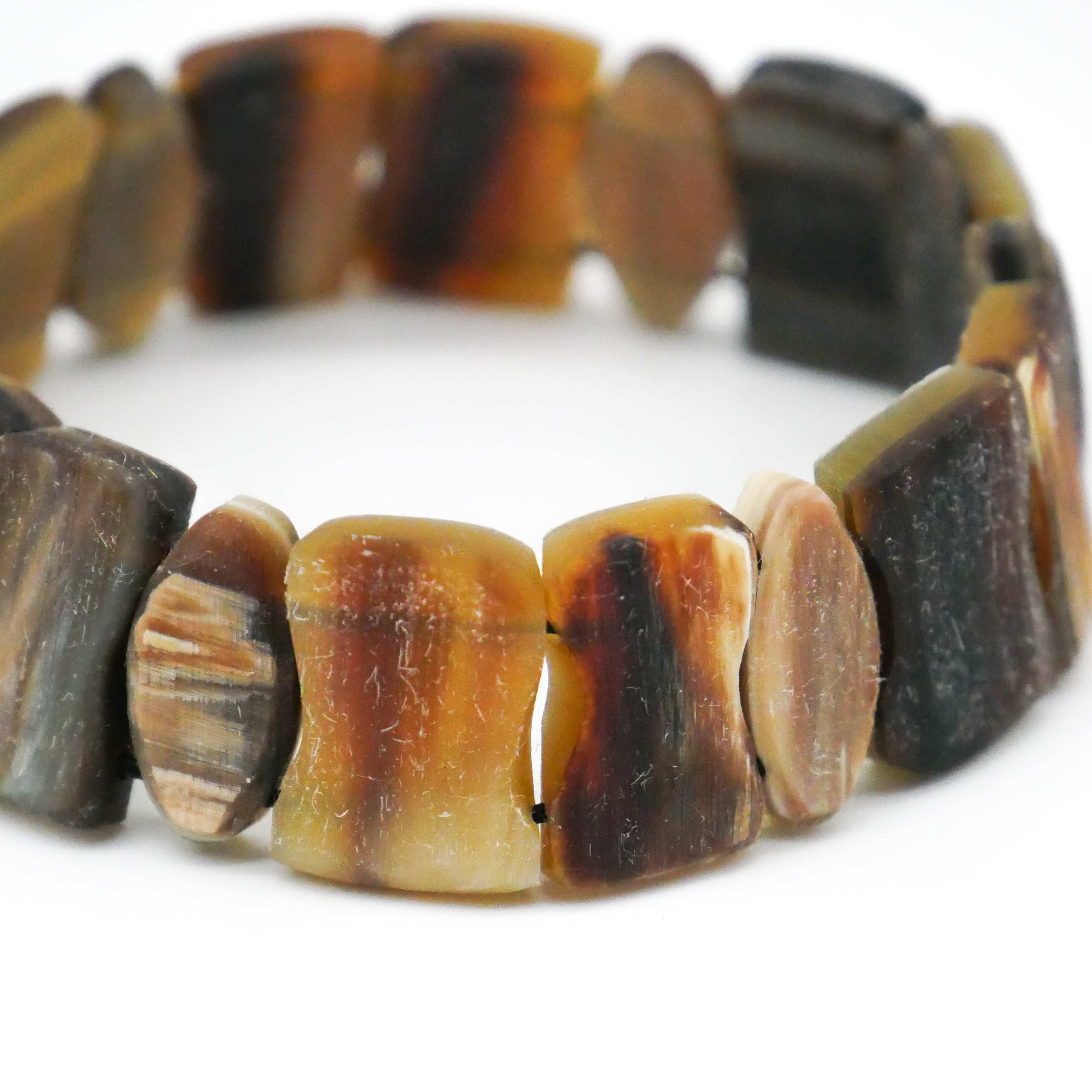  "Craft-Art", Horn Armband auf Gummi verschiedene Formen, braunes Horn matt 
