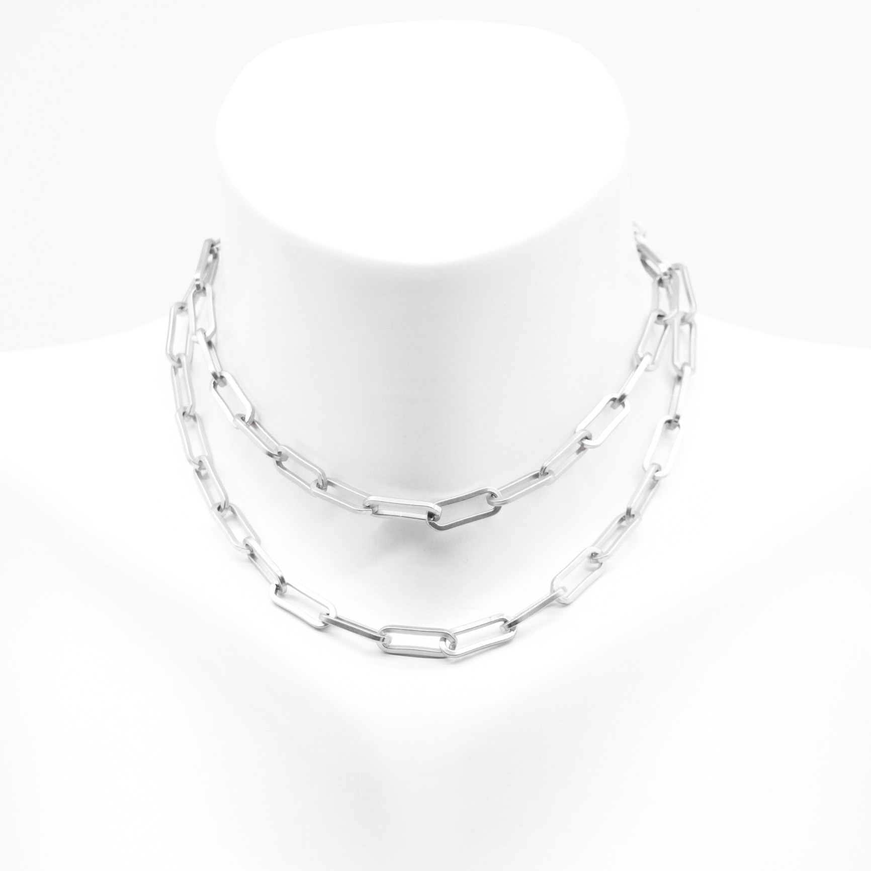 "Charmkette" lange Gliederkette, Ovale, versilbert