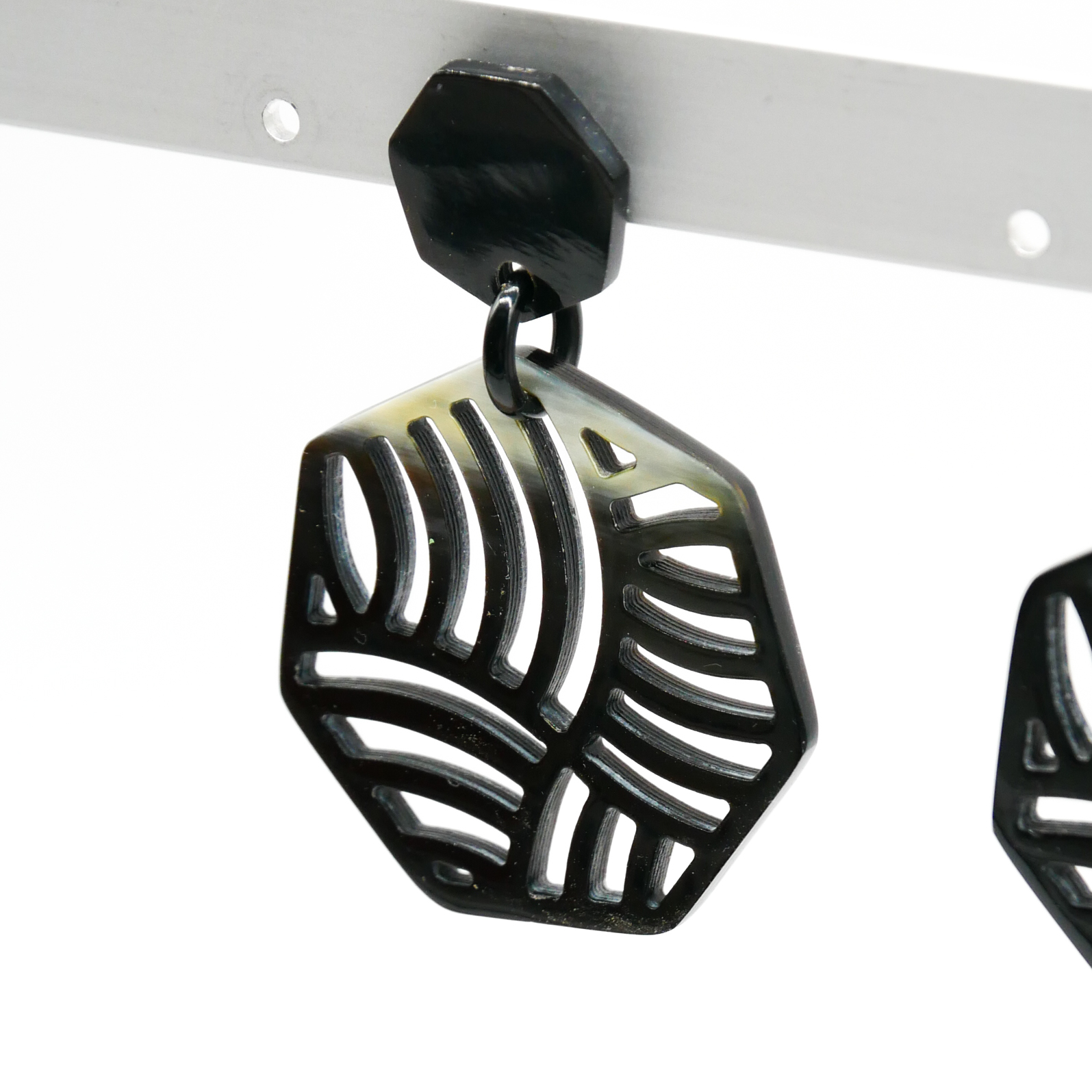  "Craft Art" Ohrring "Polygon" marble Horn