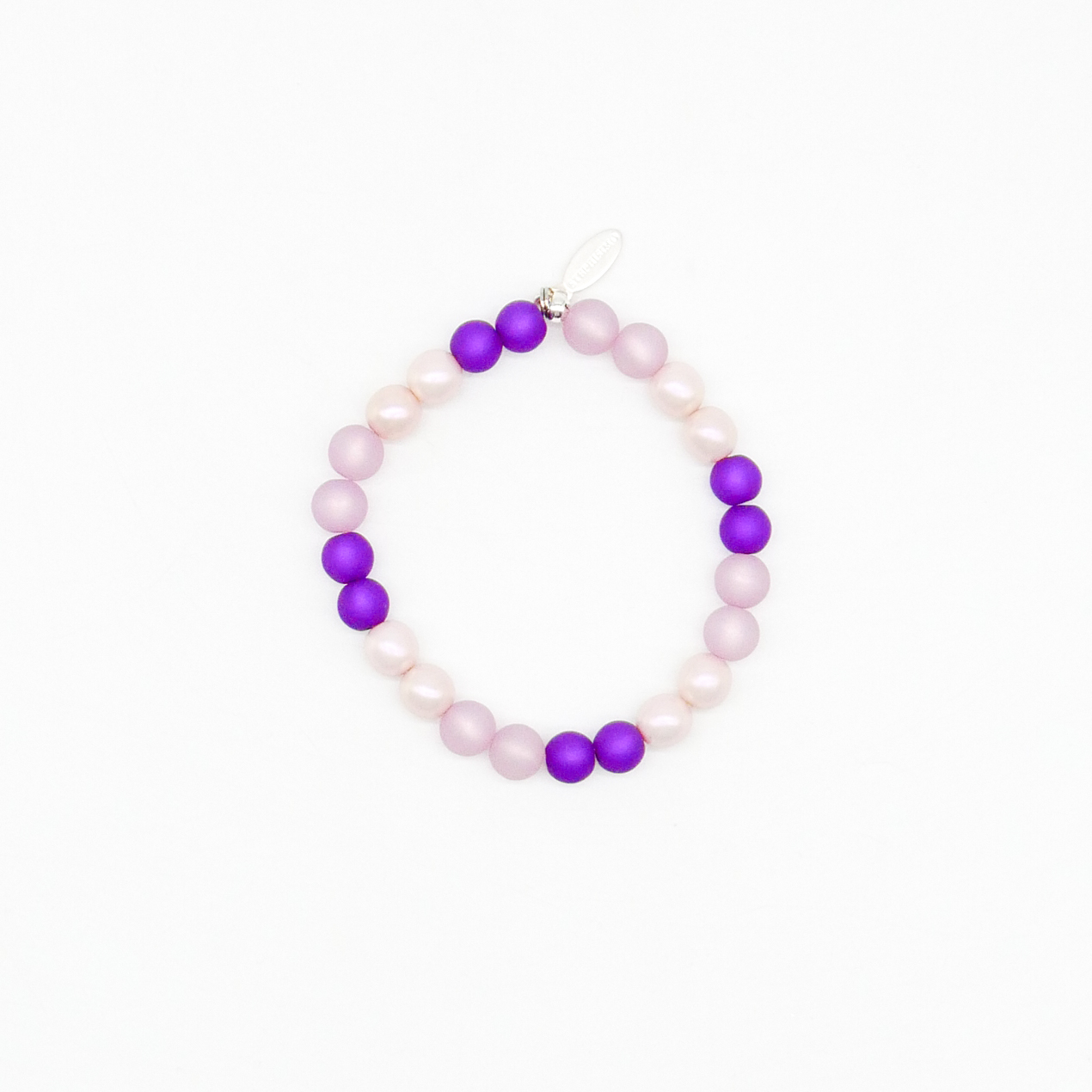  Color Explosion, Armband auf Gummi Ø 8 mm, Glas- und Polaris Perlen, Saturn lila