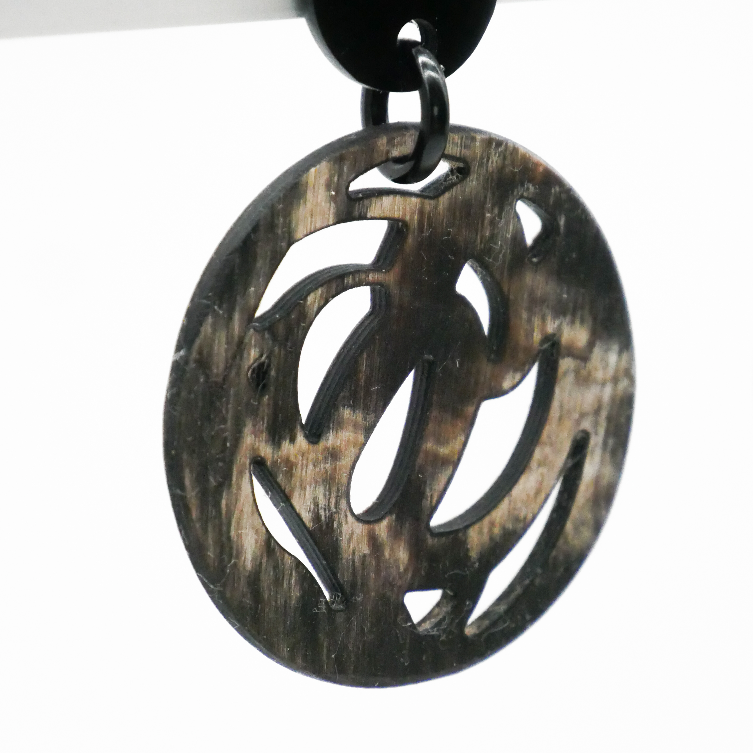  "Craft-Art", Ohrring Ø ca. 40 mm marble Horn verspieltes Design 