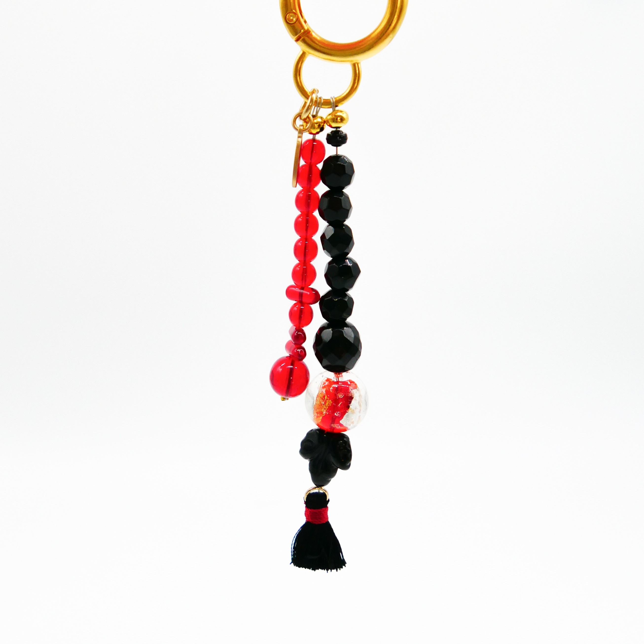 "Lucky Pendant" Anhänger, 2 Stränge Glas rot und schwarz, Designperle "Lucky Pendant" Anhänger, 2 Stränge Glas rot und schwarz, Designperle