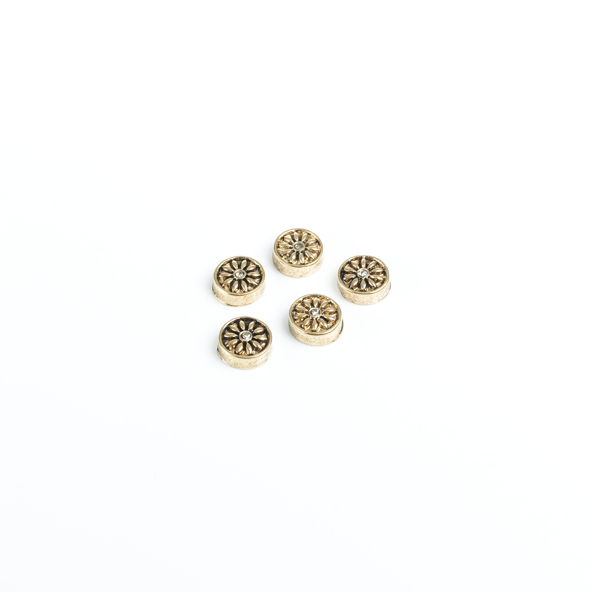 "Medaillon" Metall beads gold colored, sun - set of 10 pieces