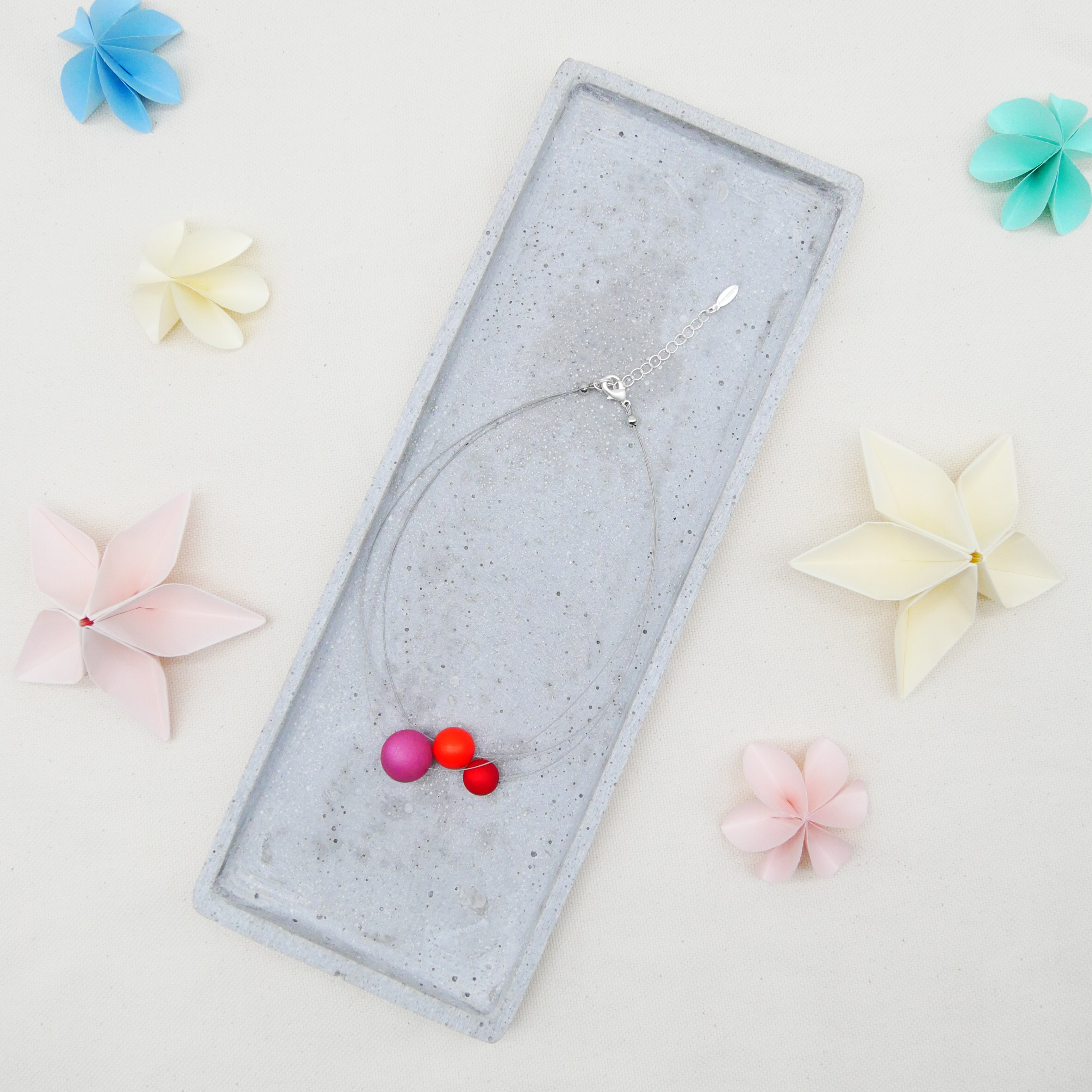  Color Explosion, kurze 3-Strang Kette "Planet" - Mars rot-pink