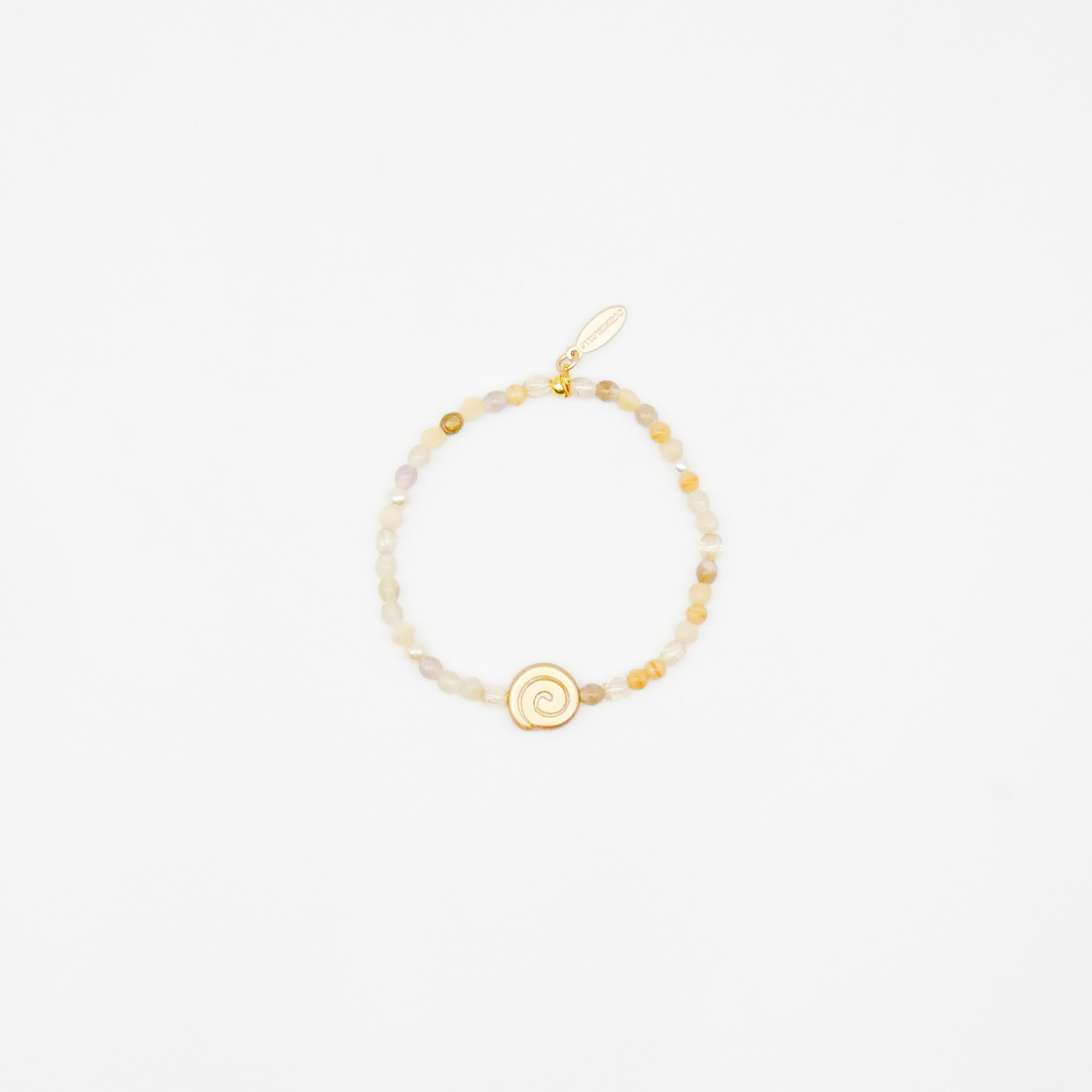  "Shell" Armband auf Gummi kleine Glasperle und Glasschnecke, sand 