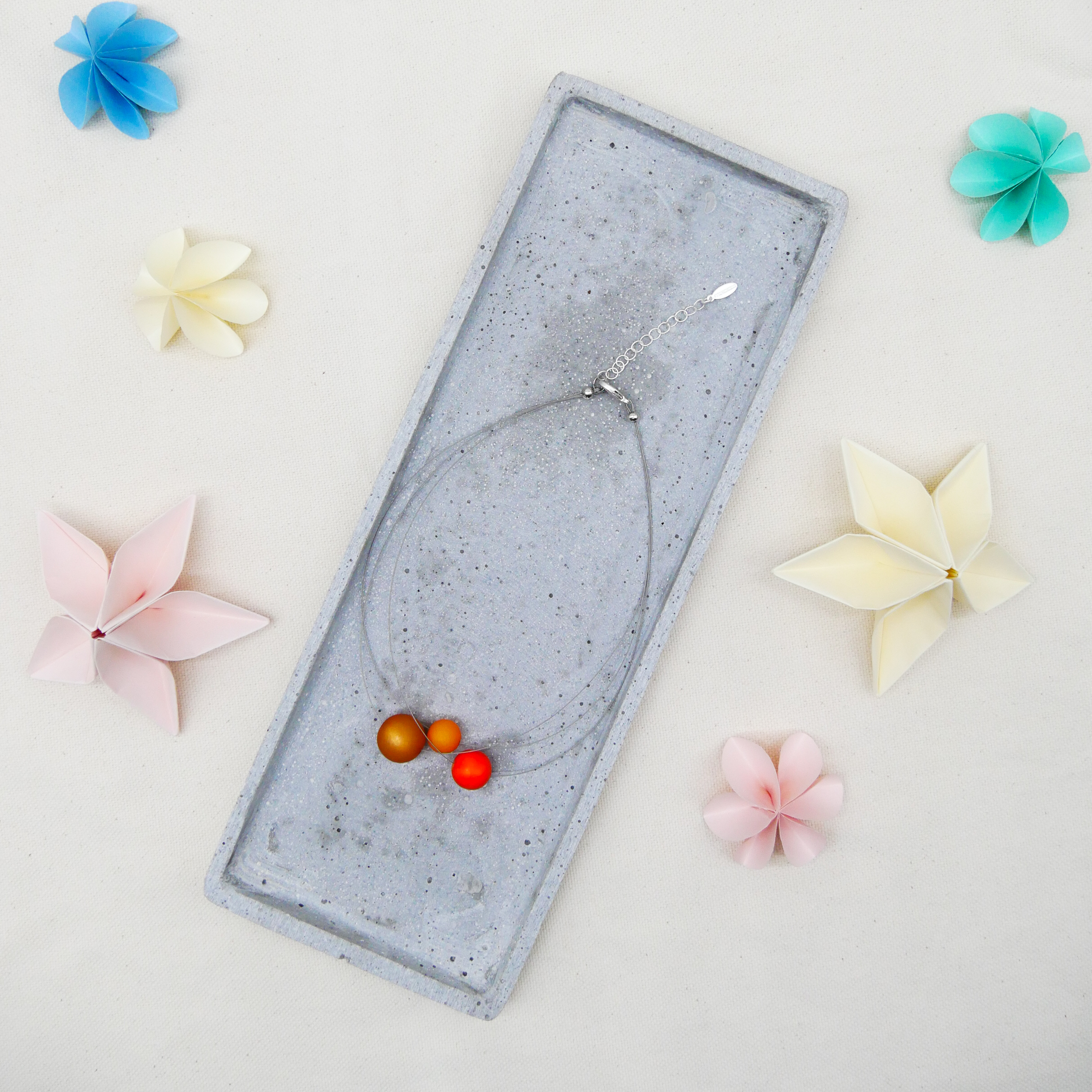  Color Explosion, kurze 3-Strang Kette "Planet" - Jupiter orange