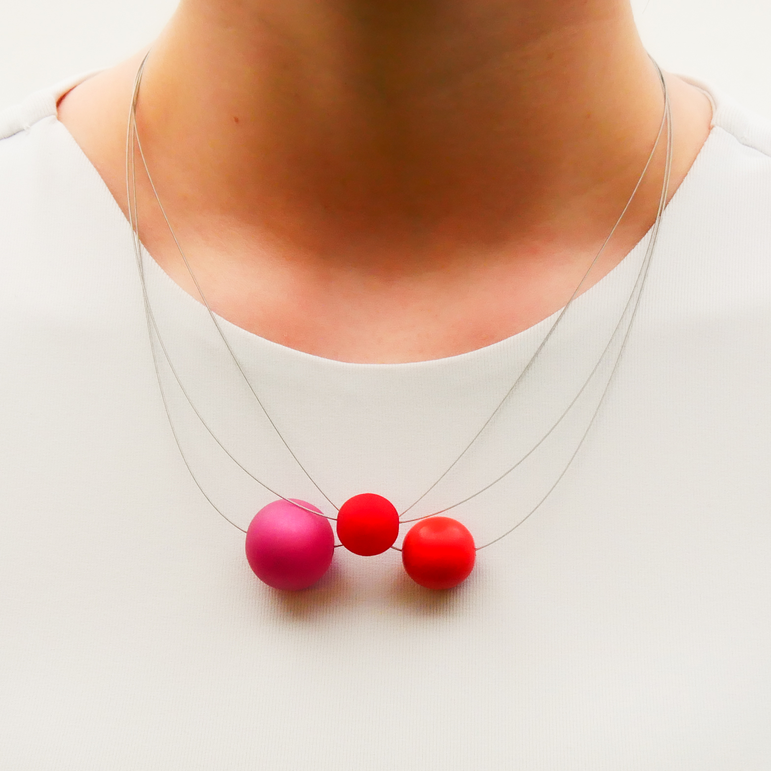  Color Explosion, kurze 3-Strang Kette "Planet" - Mars rot-pink