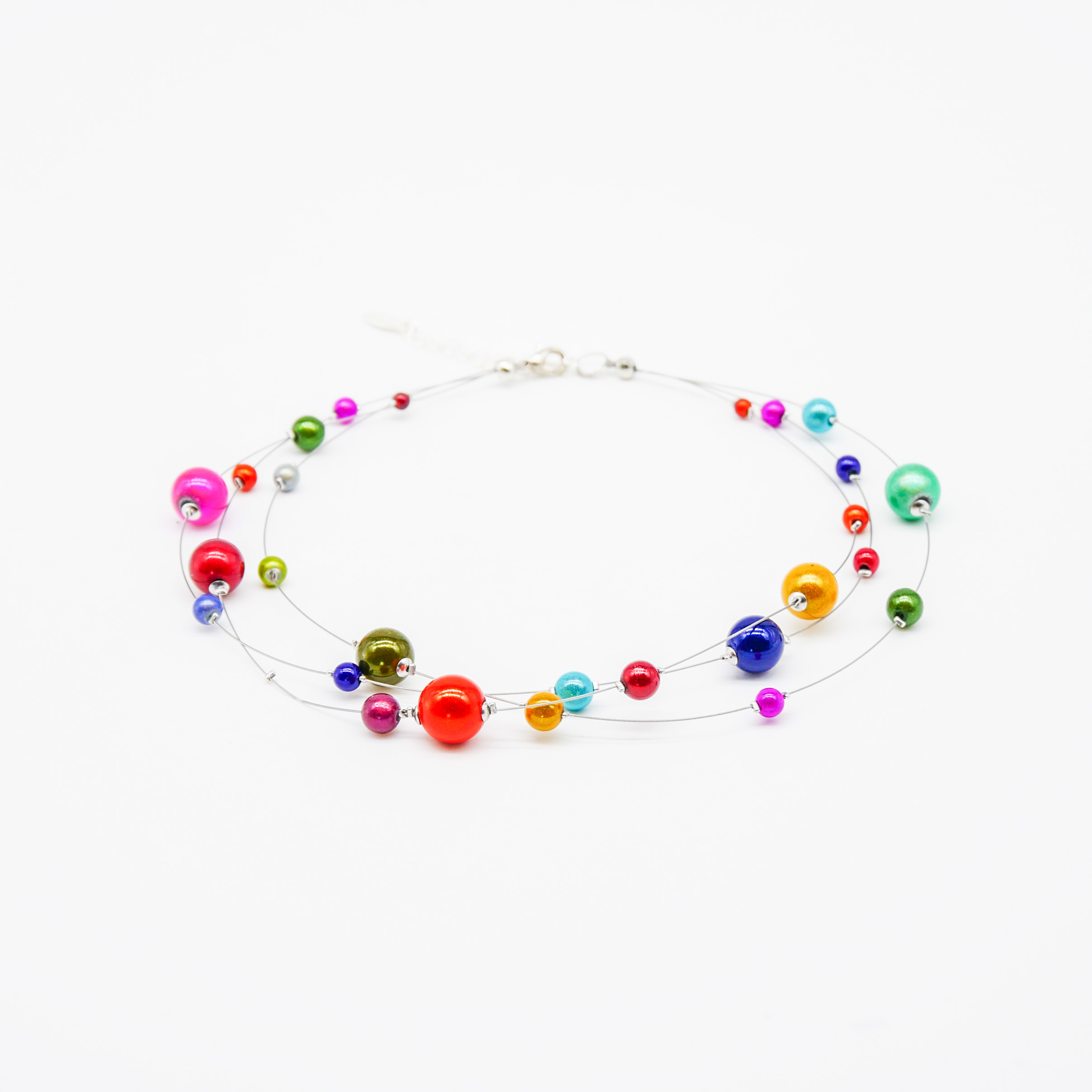 Color Explosion, kurze 3-Strang Kette "Miracle Beads" Perlen - bunt