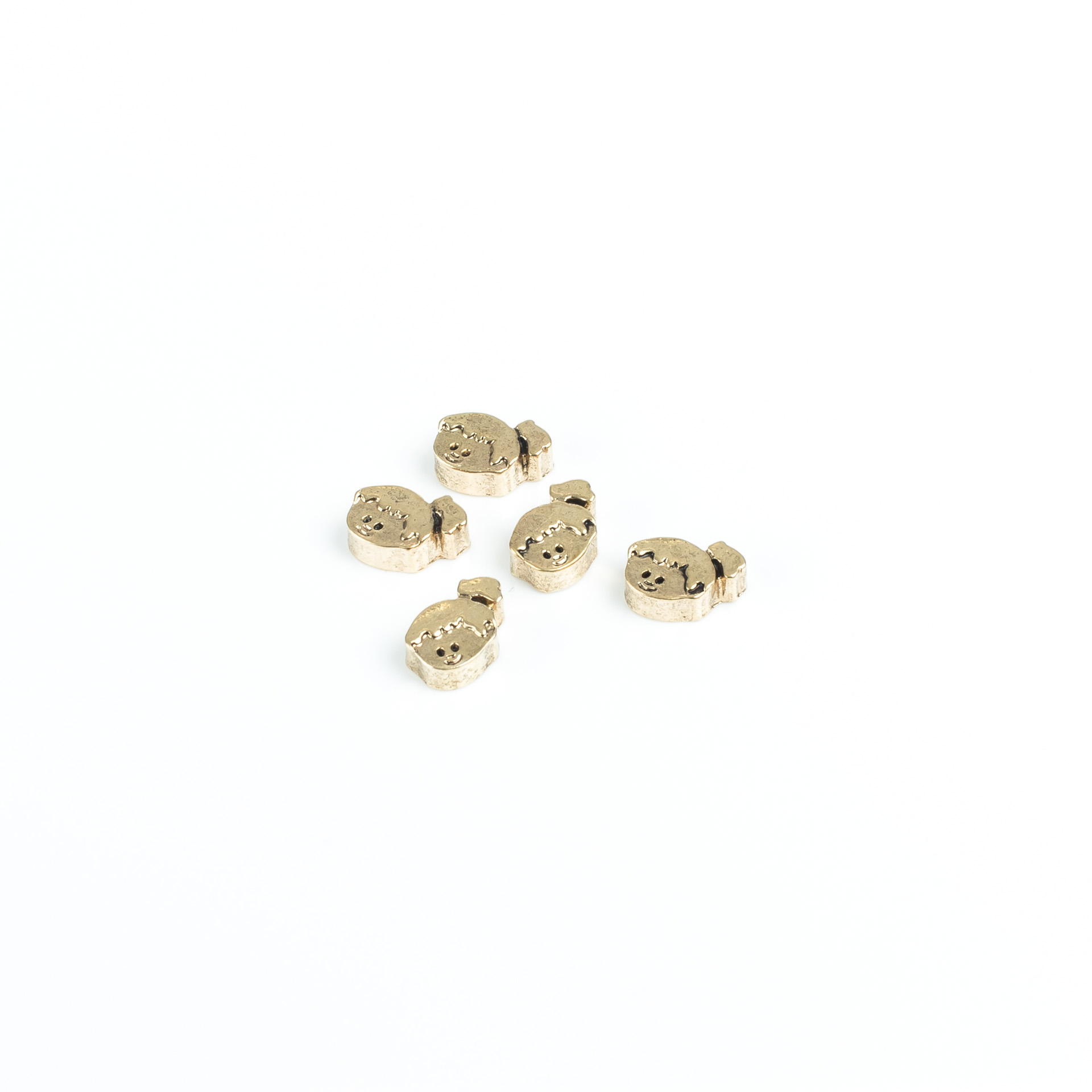 "Medaillon" Metall beads gold colored, face - set of 10 pieces