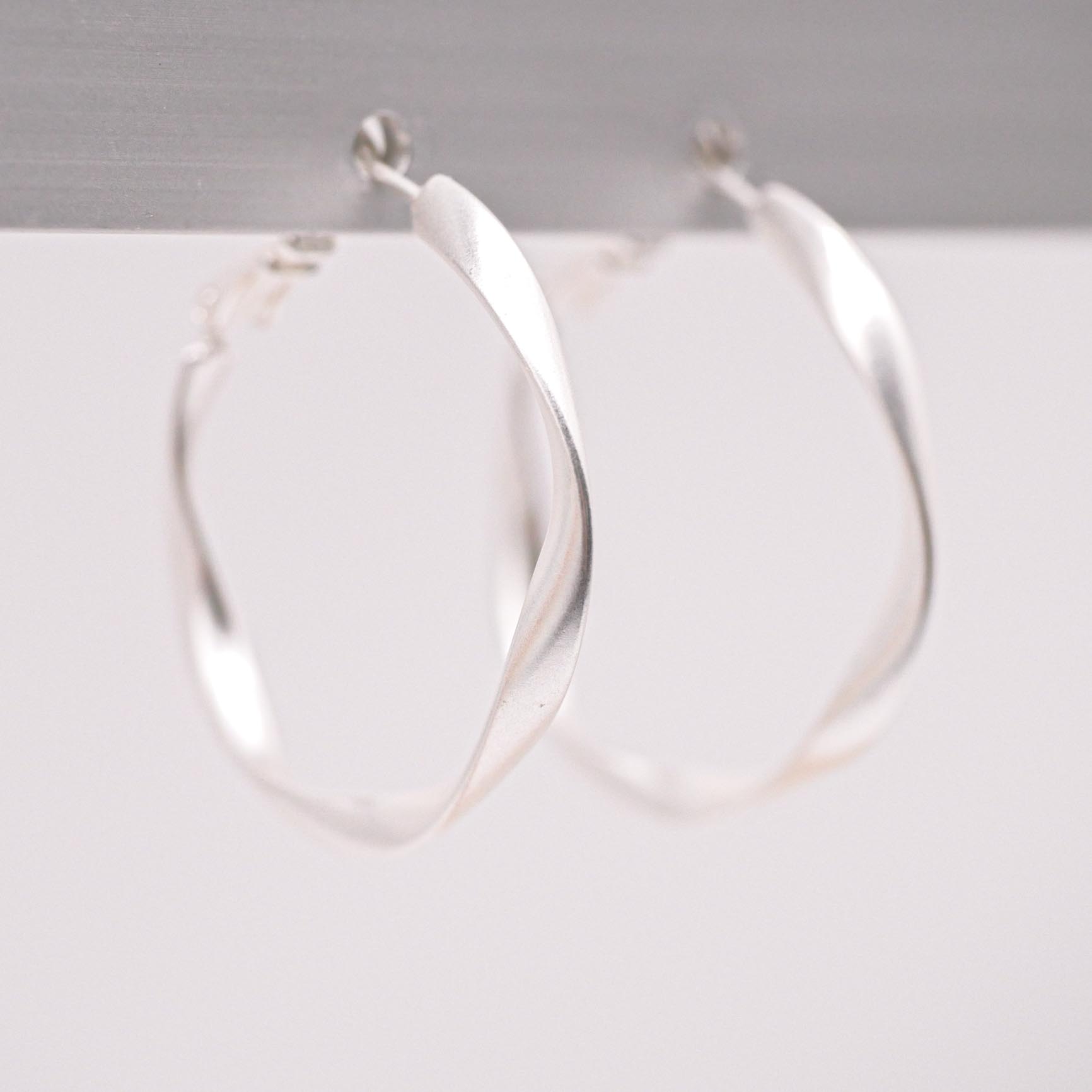 "Charm" earrings, open creole, silver plated